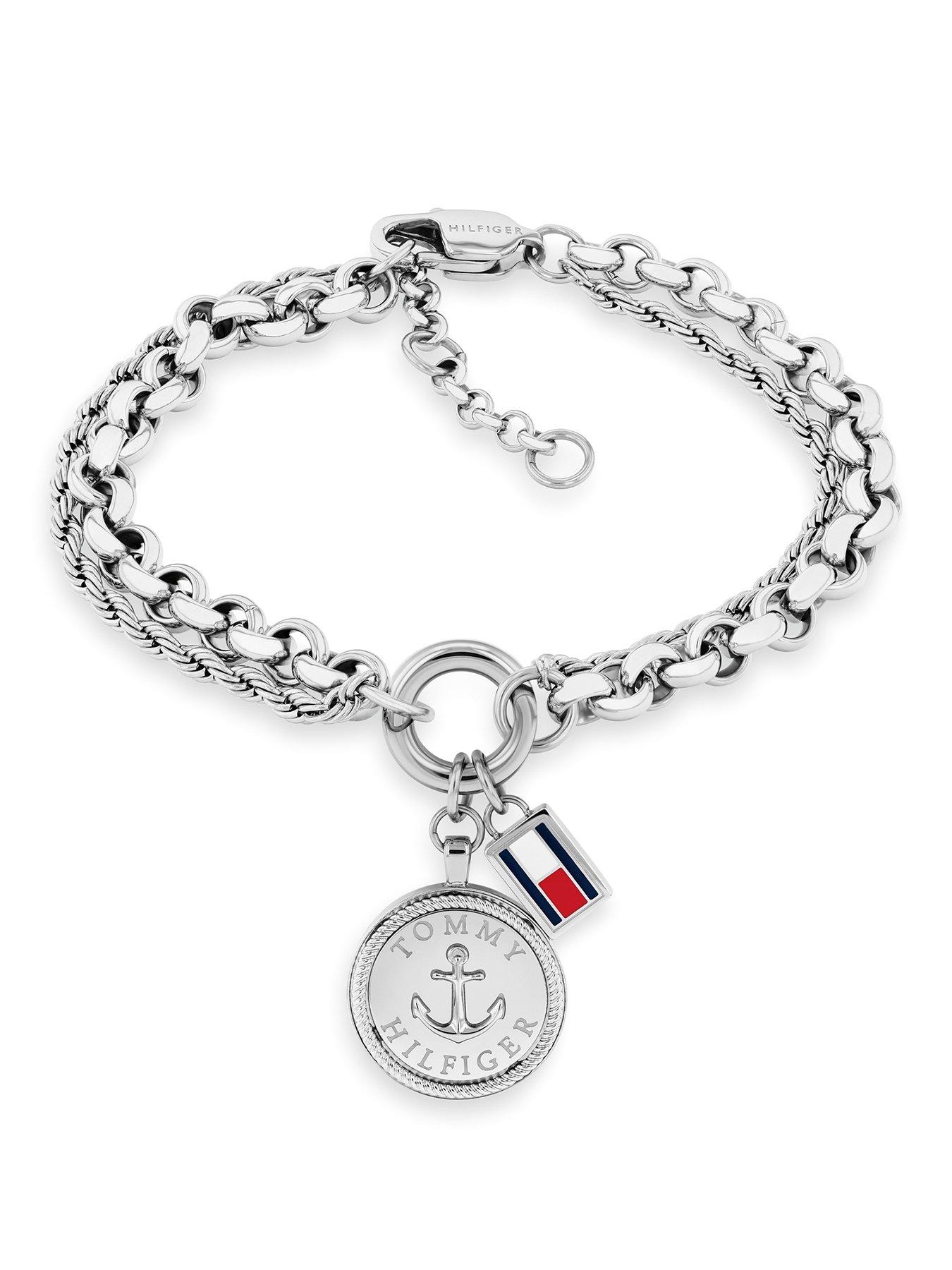 Tommy Hilfiger Womens Stainless Steel Nautical Charm  Bracelet