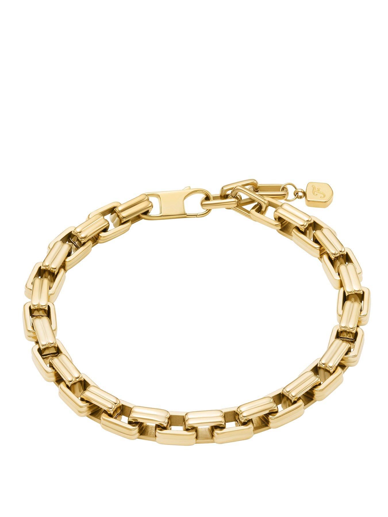Fossil Fossil Womens Raquel Bold Chains Gold-Tone Stainless Steel Chain Bracelet, JF04955710