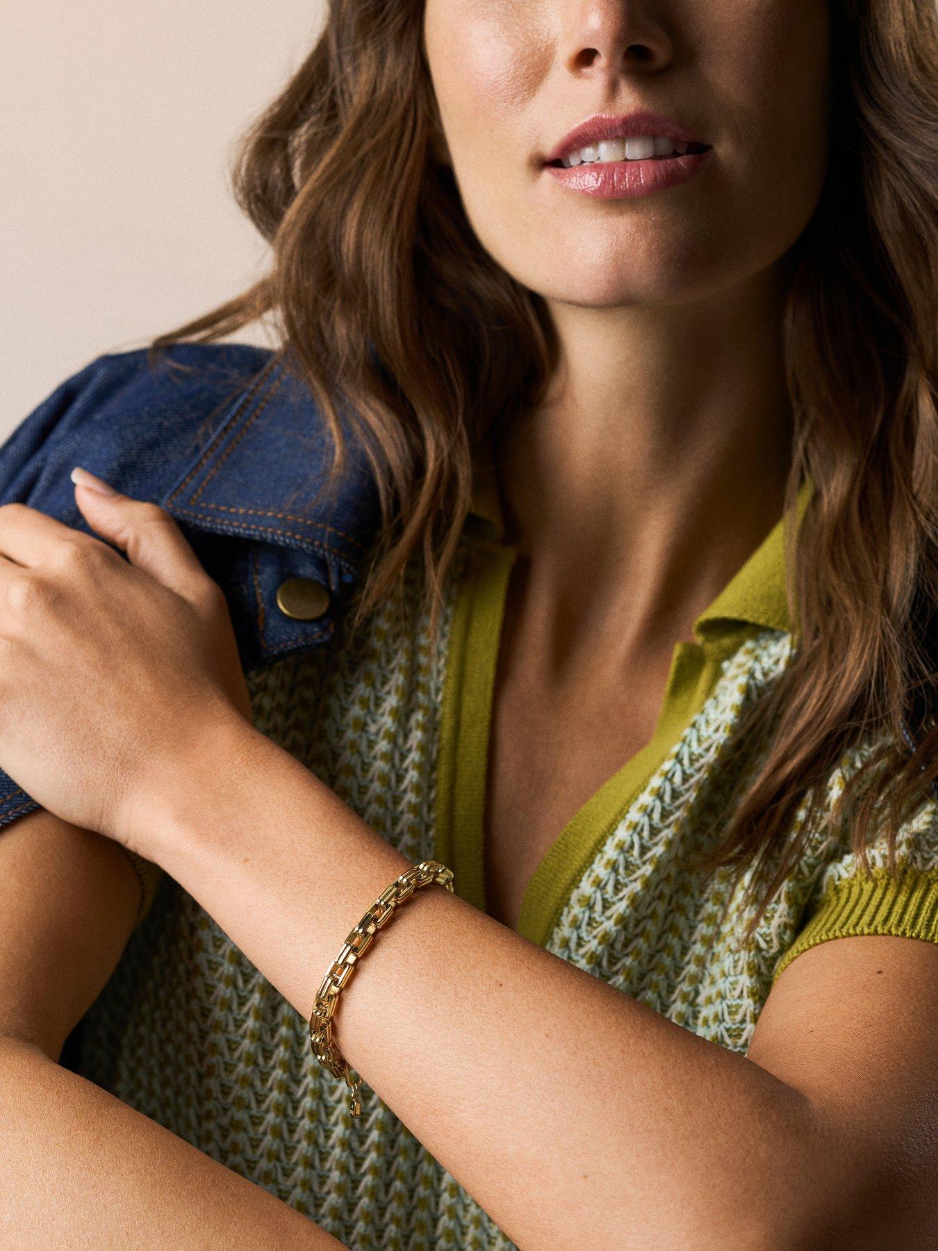 Image 3 of 5 of Fossil Womens Raquel Bold Chains Gold-Tone Stainless Steel Chain Bracelet, JF04955710