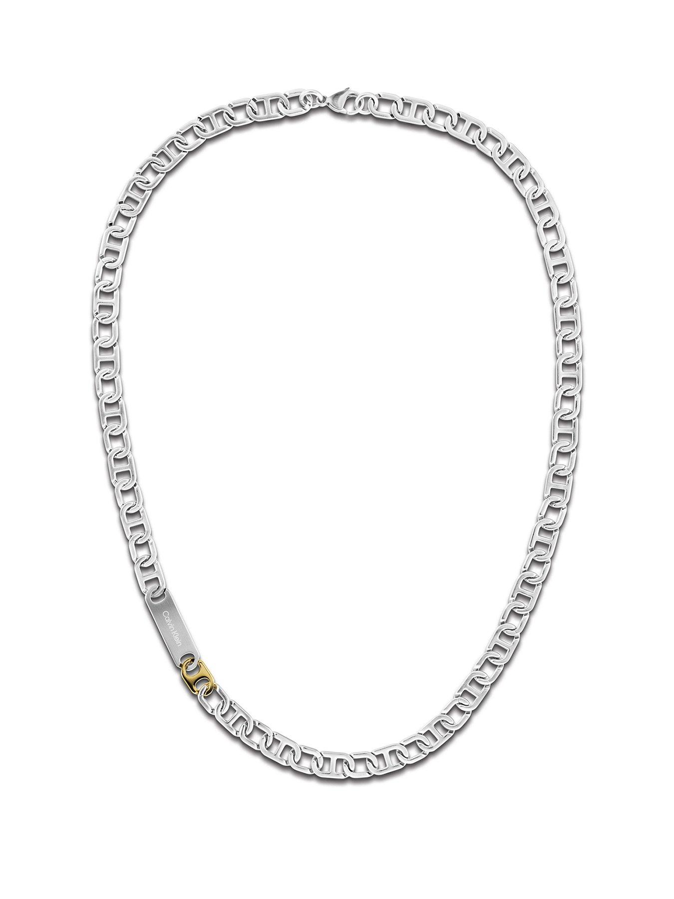 Calvin Klein Mens CK Candid Stainless Steel & Gold Plated Necklace