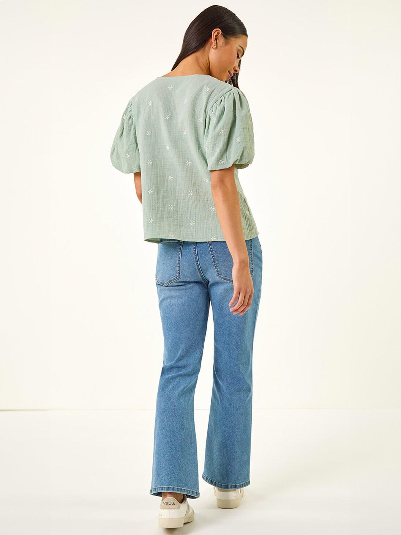  image of roman-petite-embroidered-v-neck-top