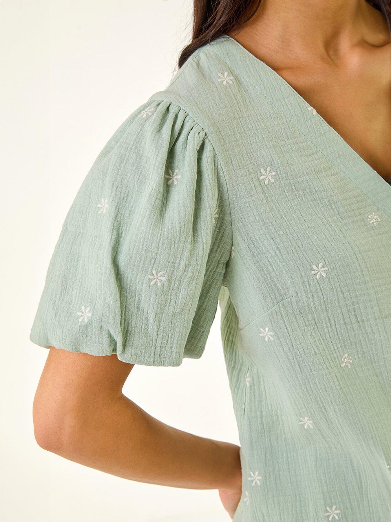  image of roman-petite-embroidered-v-neck-top