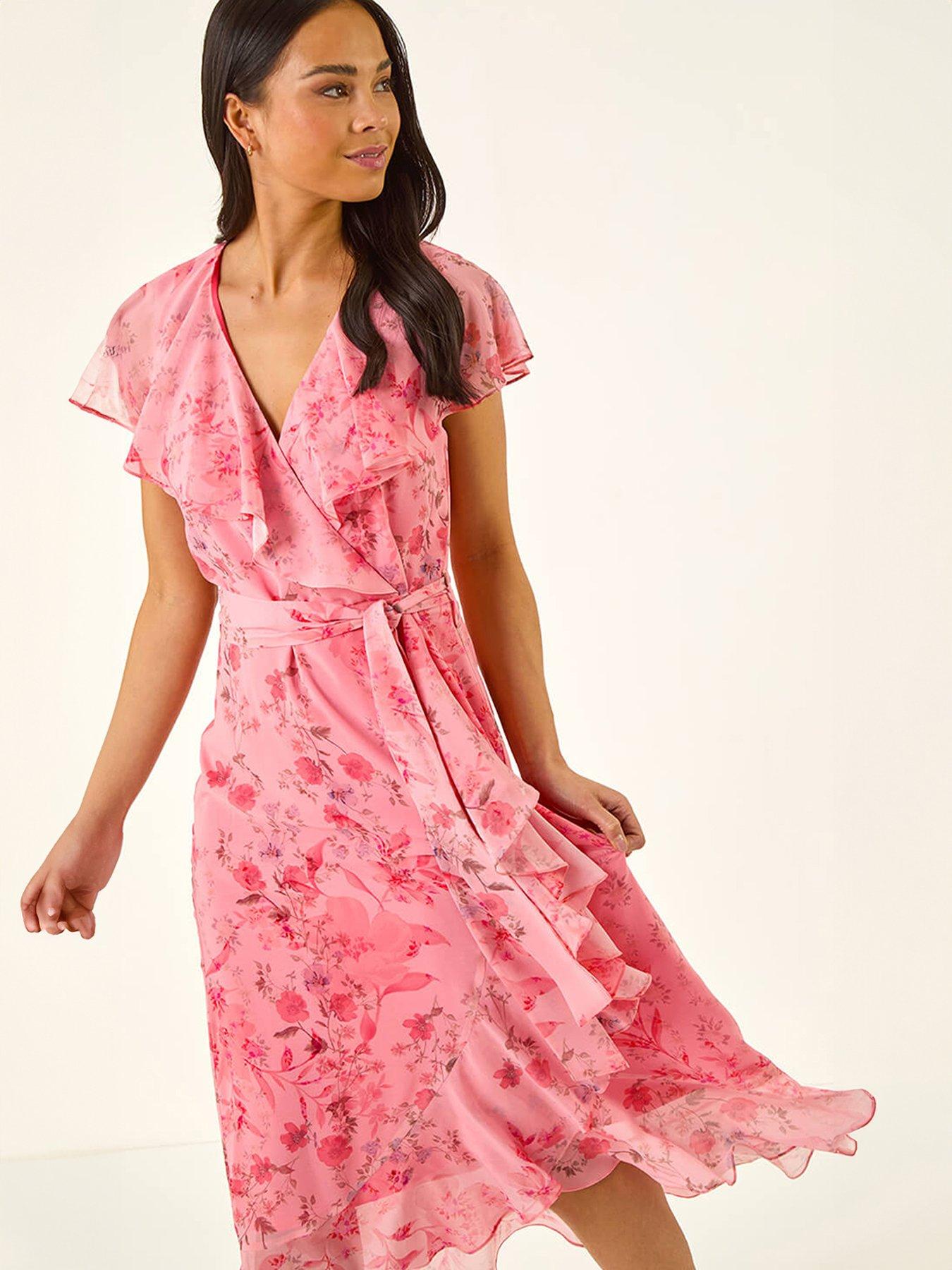 Image 4 of 5 of Roman Petite Frill Front Dress
