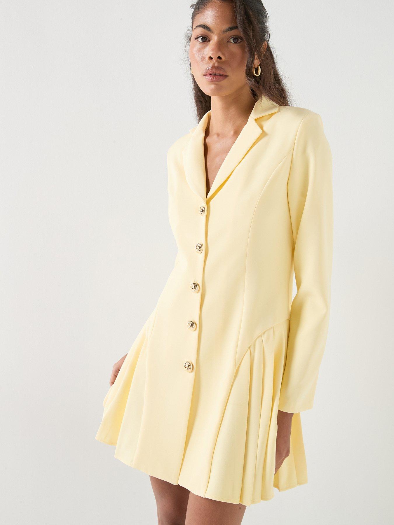  image of style-cheat-side-pleat-mini-dress-yellow