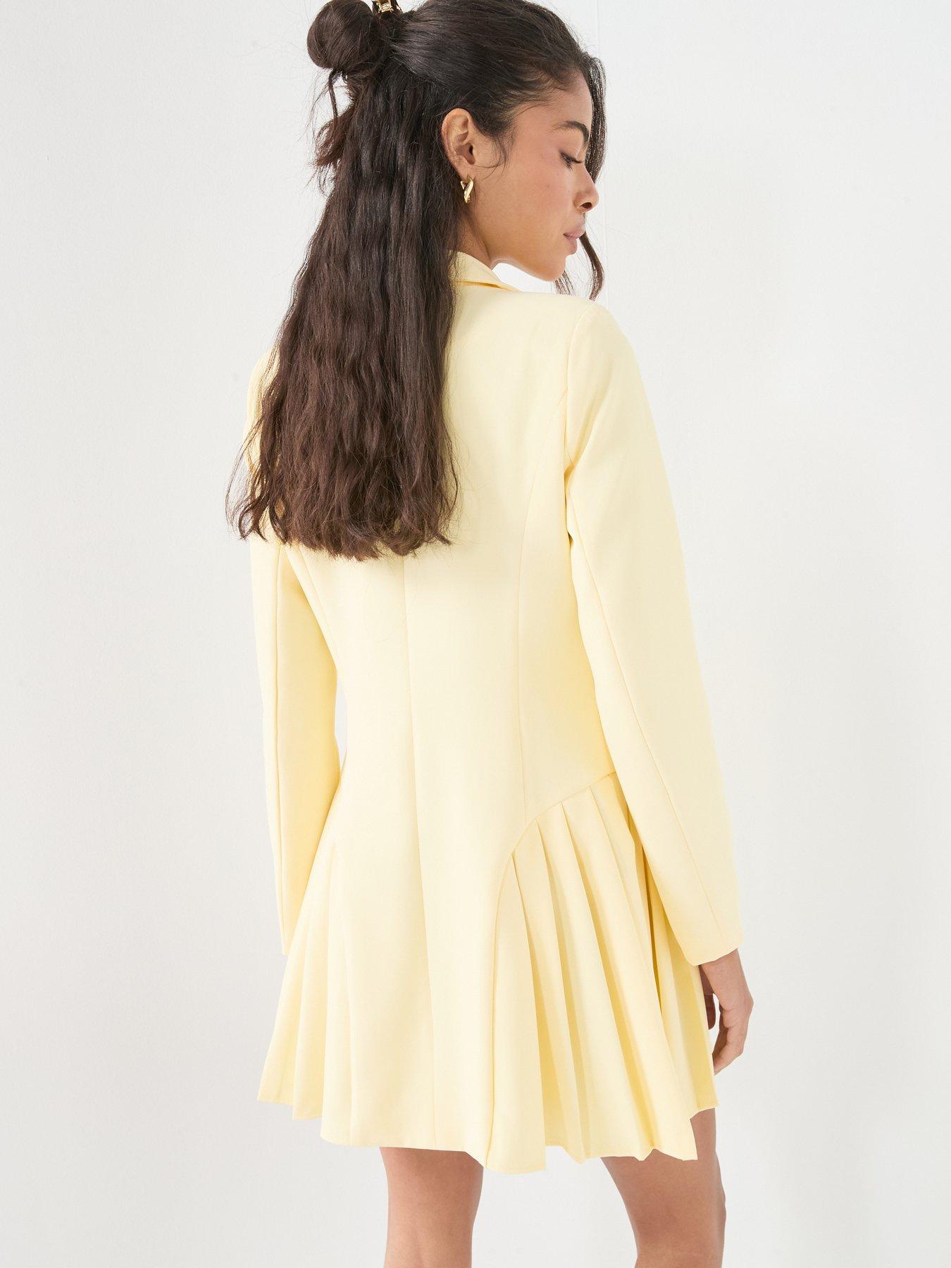 image of style-cheat-side-pleat-mini-dress-yellow