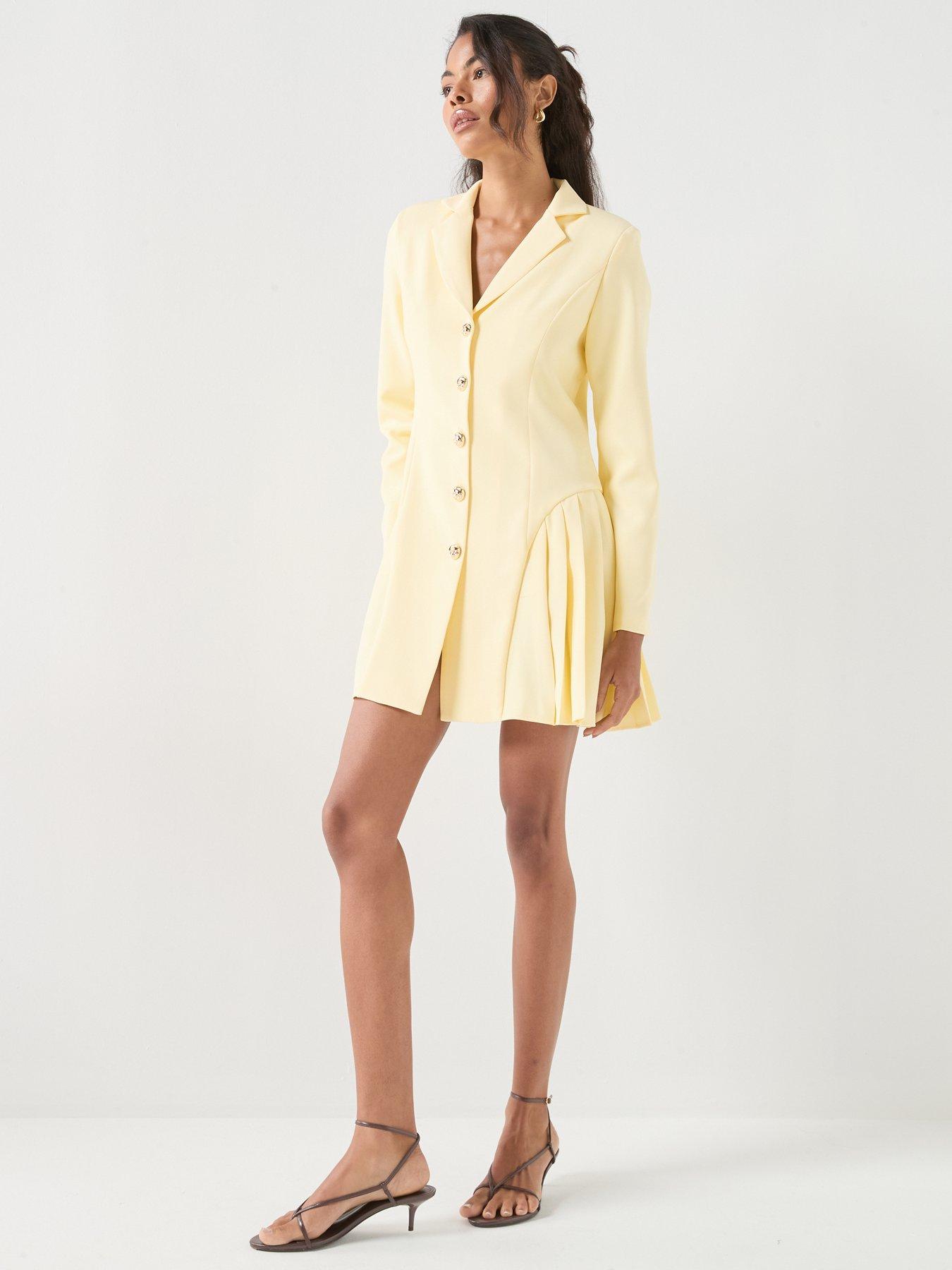 Image 3 of 4 of Style Cheat Side Pleat Mini Dress - Yellow