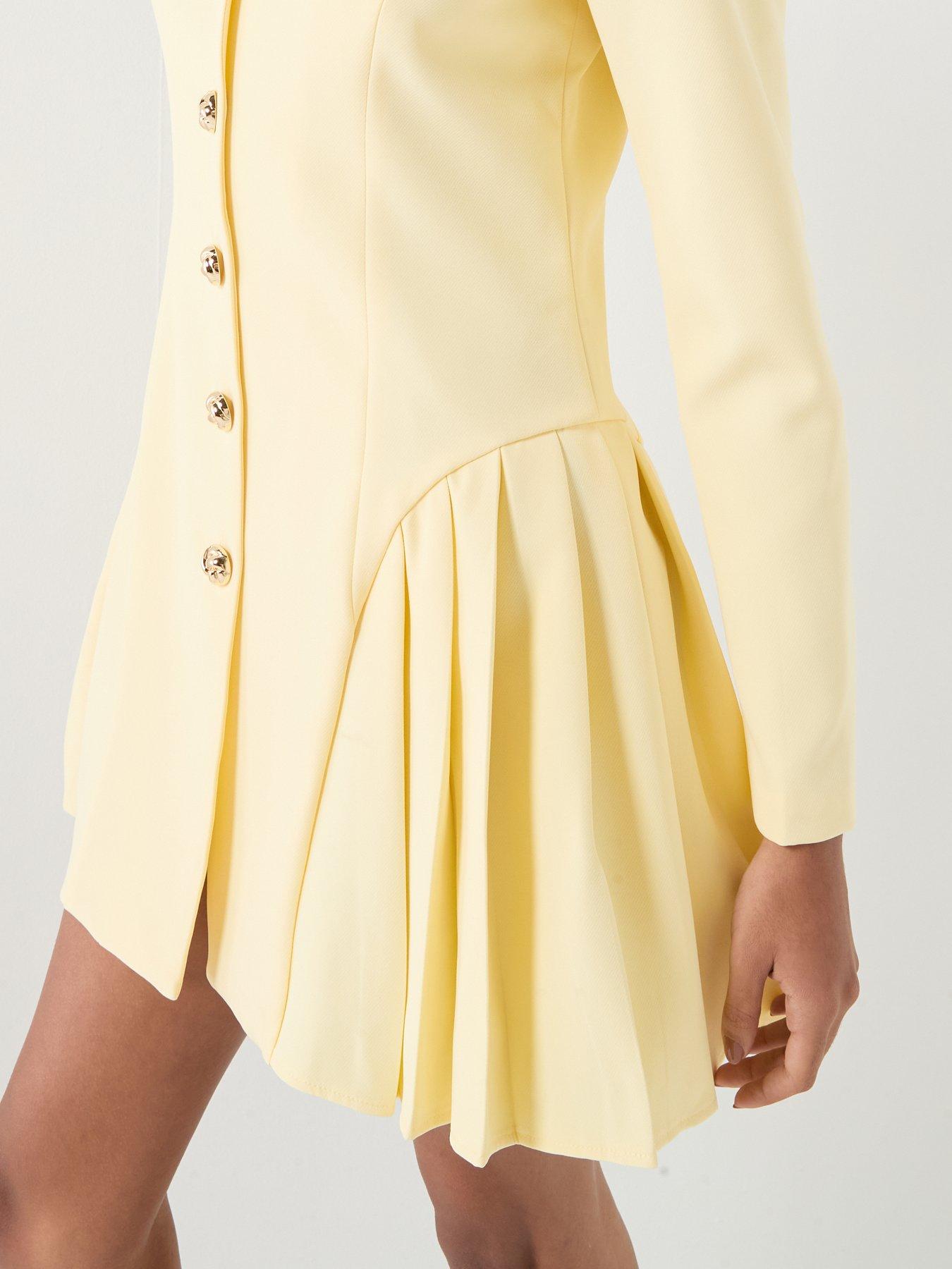 Image 4 of 4 of Style Cheat Side Pleat Mini Dress - Yellow