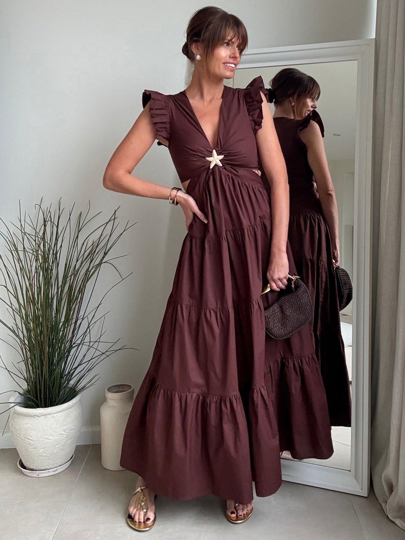 Style Cheat Indie Tiered Dress - Brown