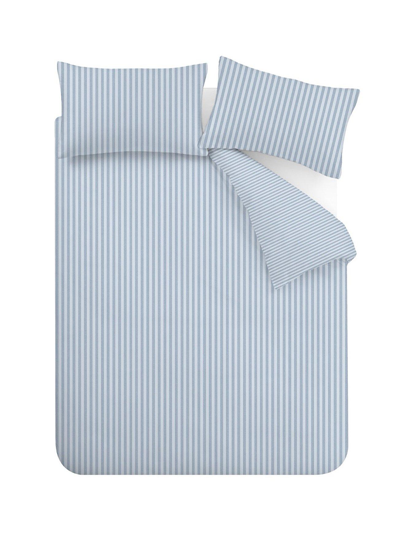 Image 2 of 6 of Catherine Lansfield Epping Textured Stripe Blue Duvet Set