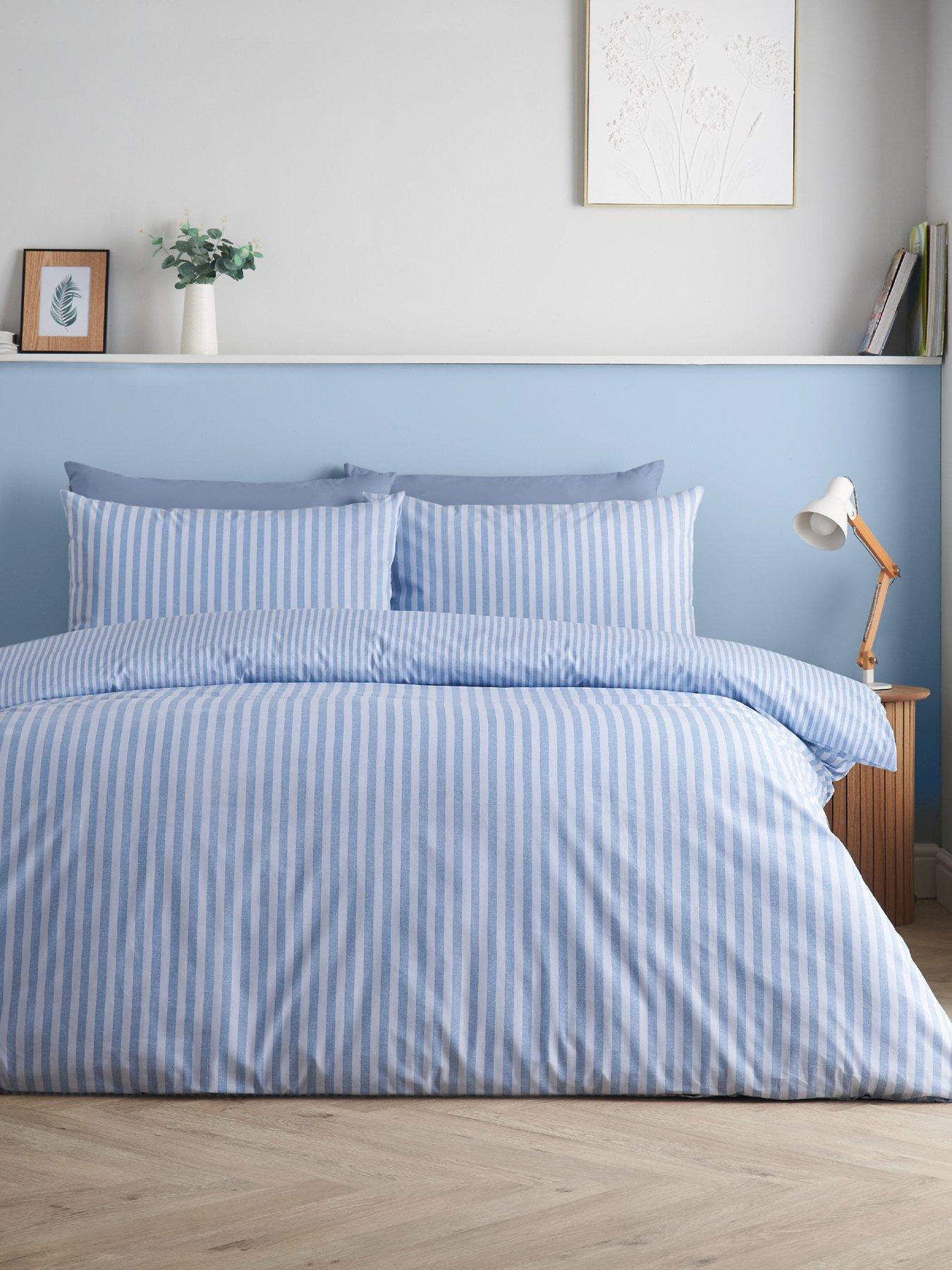 Image 3 of 6 of Catherine Lansfield Epping Textured Stripe Blue Duvet Set