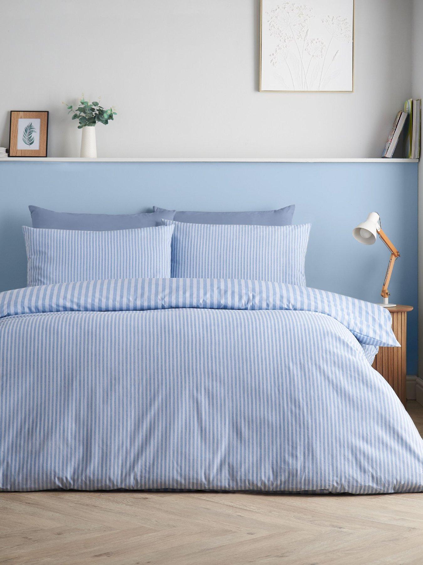 Image 4 of 6 of Catherine Lansfield Epping Textured Stripe Blue Duvet Set