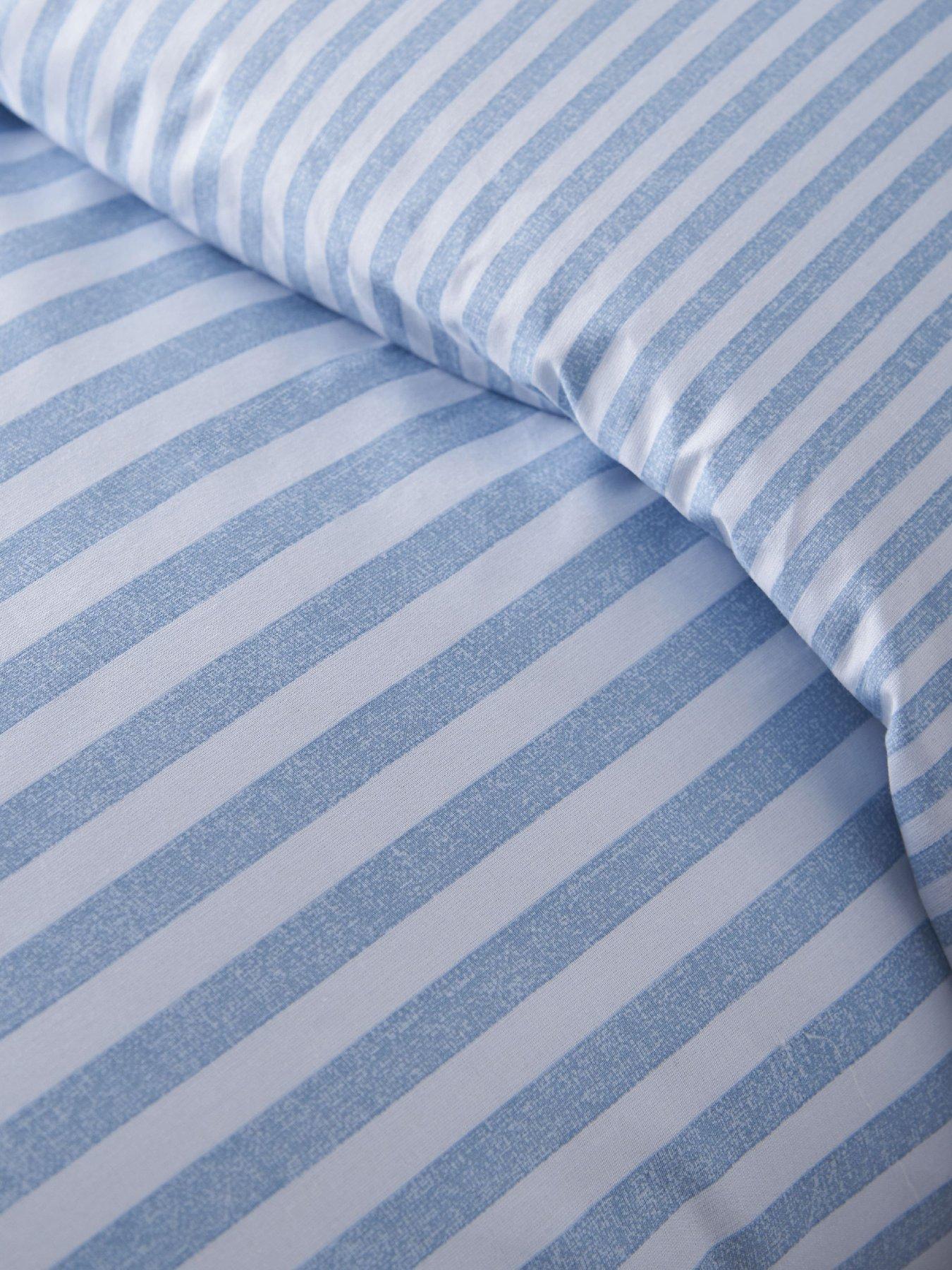 Image 6 of 6 of Catherine Lansfield Epping Textured Stripe Blue Duvet Set