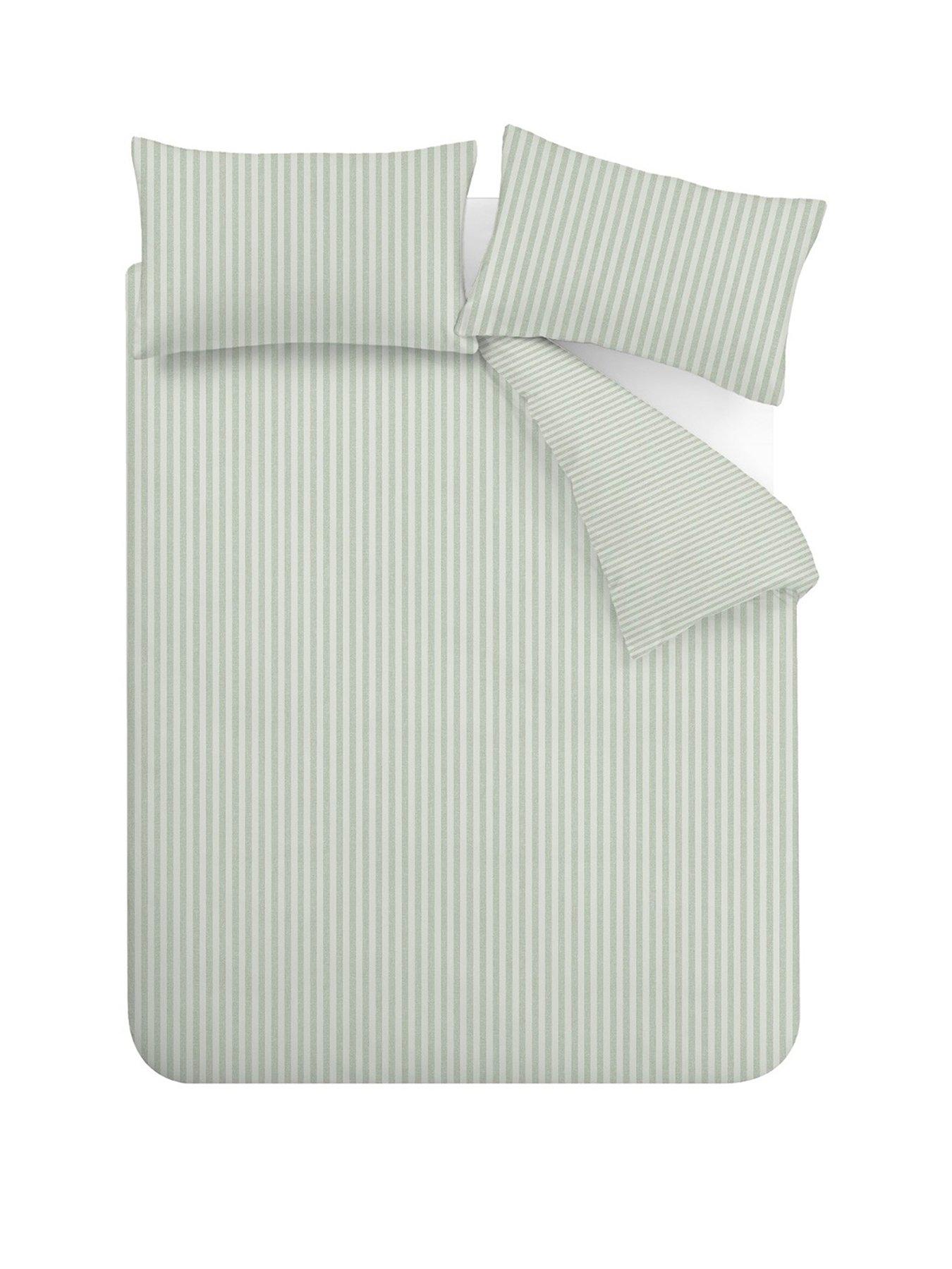Image 2 of 6 of Catherine Lansfield Epping Textured Stripe Green Duvet Set