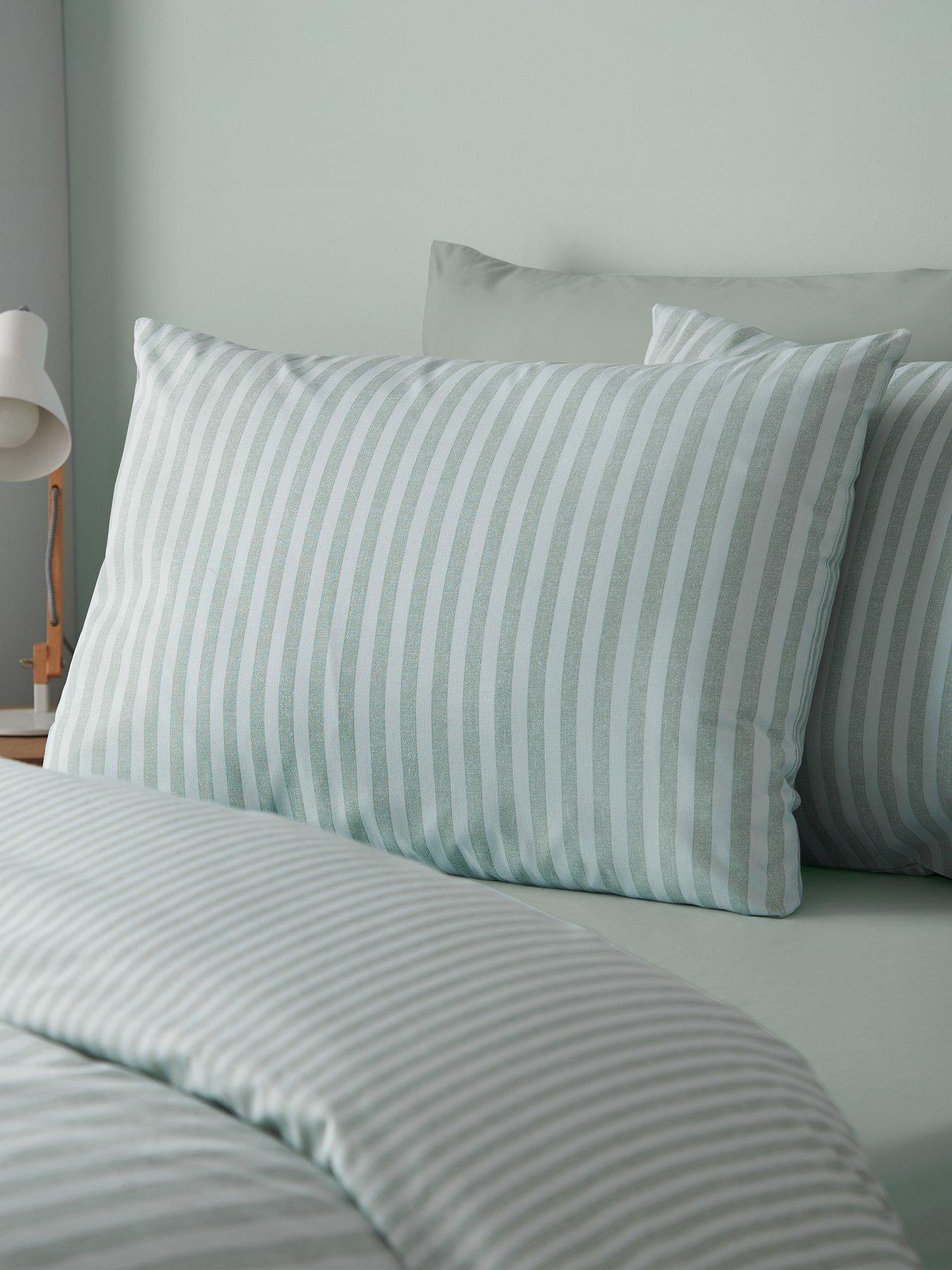 Image 5 of 6 of Catherine Lansfield Epping Textured Stripe Green Duvet Set