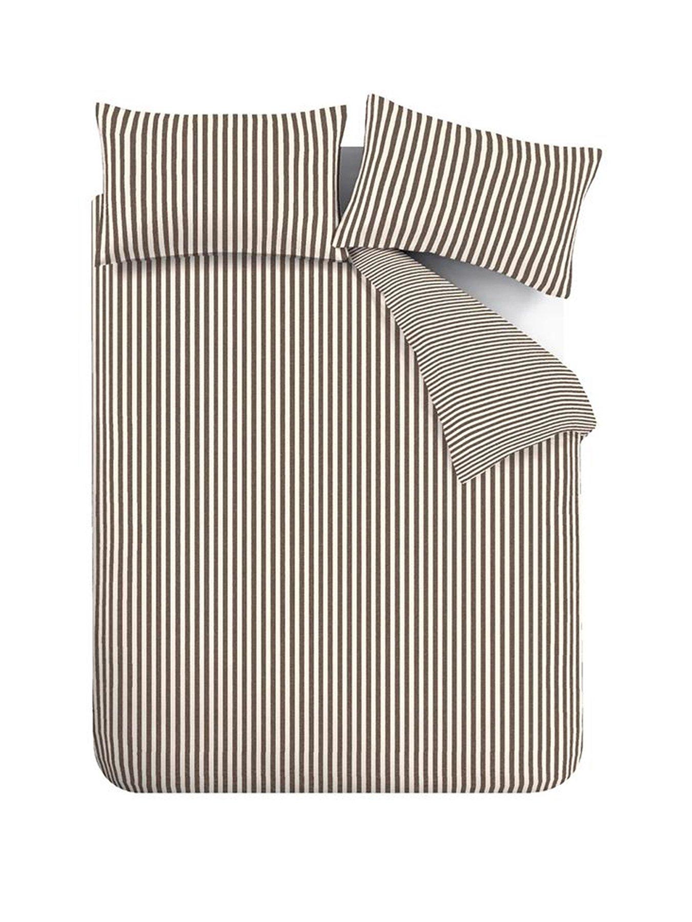 Image 2 of 5 of Catherine Lansfield Epping Textured Stripe Chocolate Super King Duvet Set