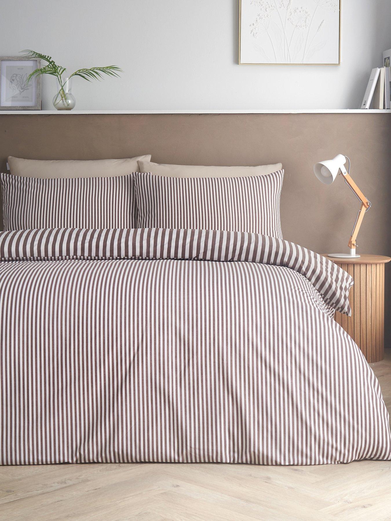 Image 3 of 5 of Catherine Lansfield Epping Textured Stripe Chocolate Super King Duvet Set