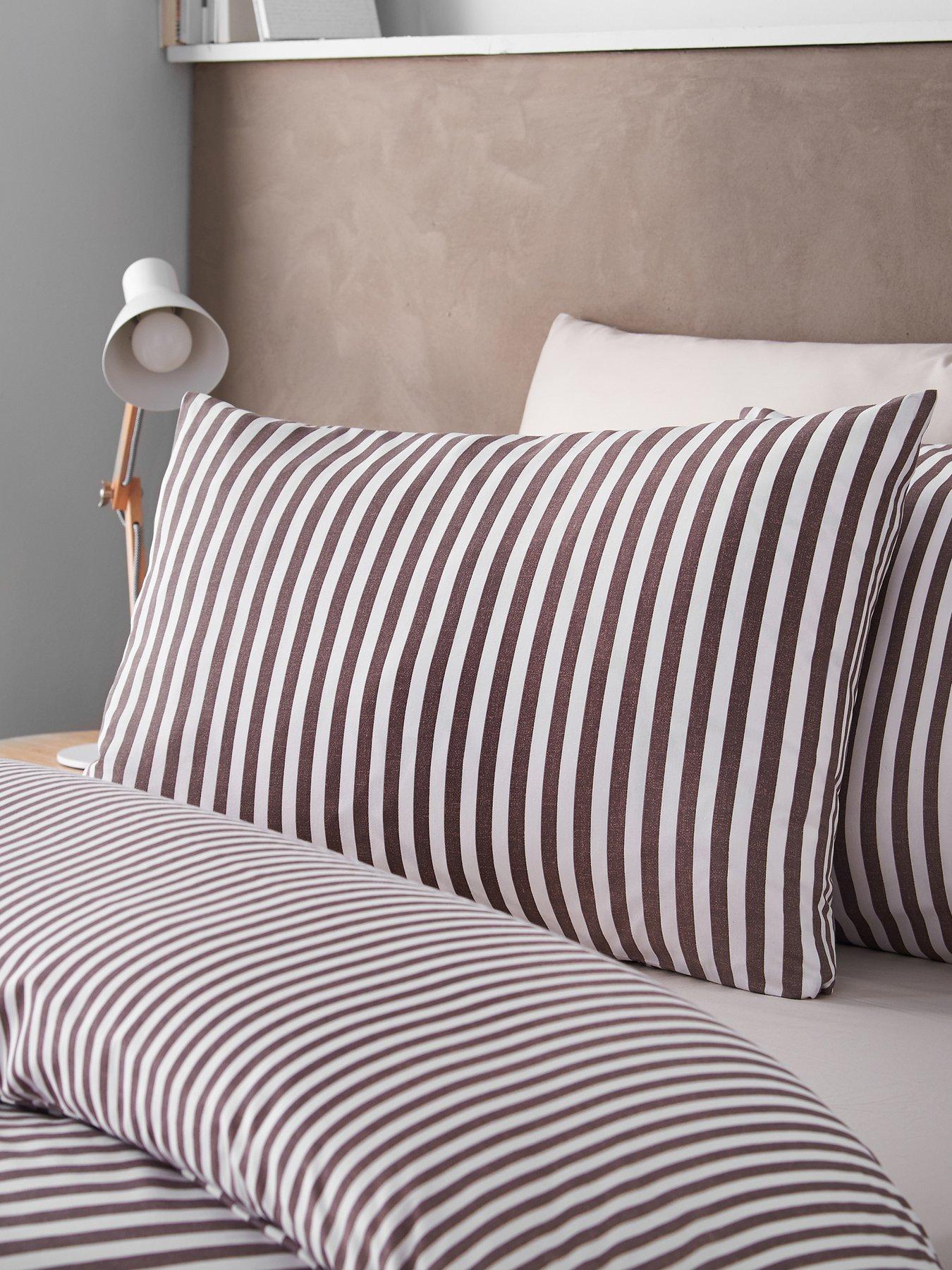 Image 4 of 5 of Catherine Lansfield Epping Textured Stripe Chocolate Super King Duvet Set
