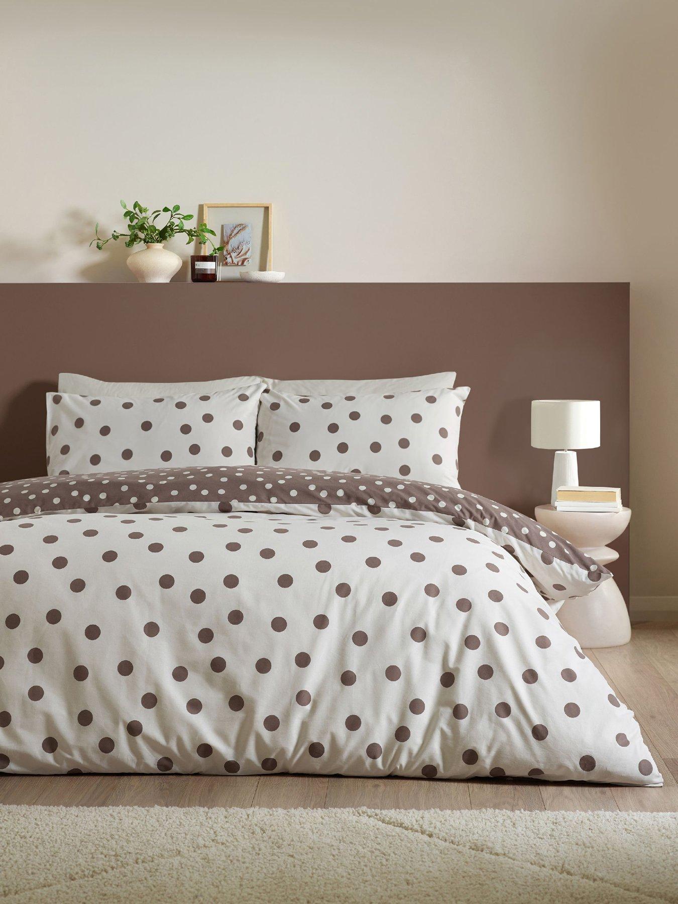 Catherine Lansfield Polka Dot Chocolate Double Duvet Set