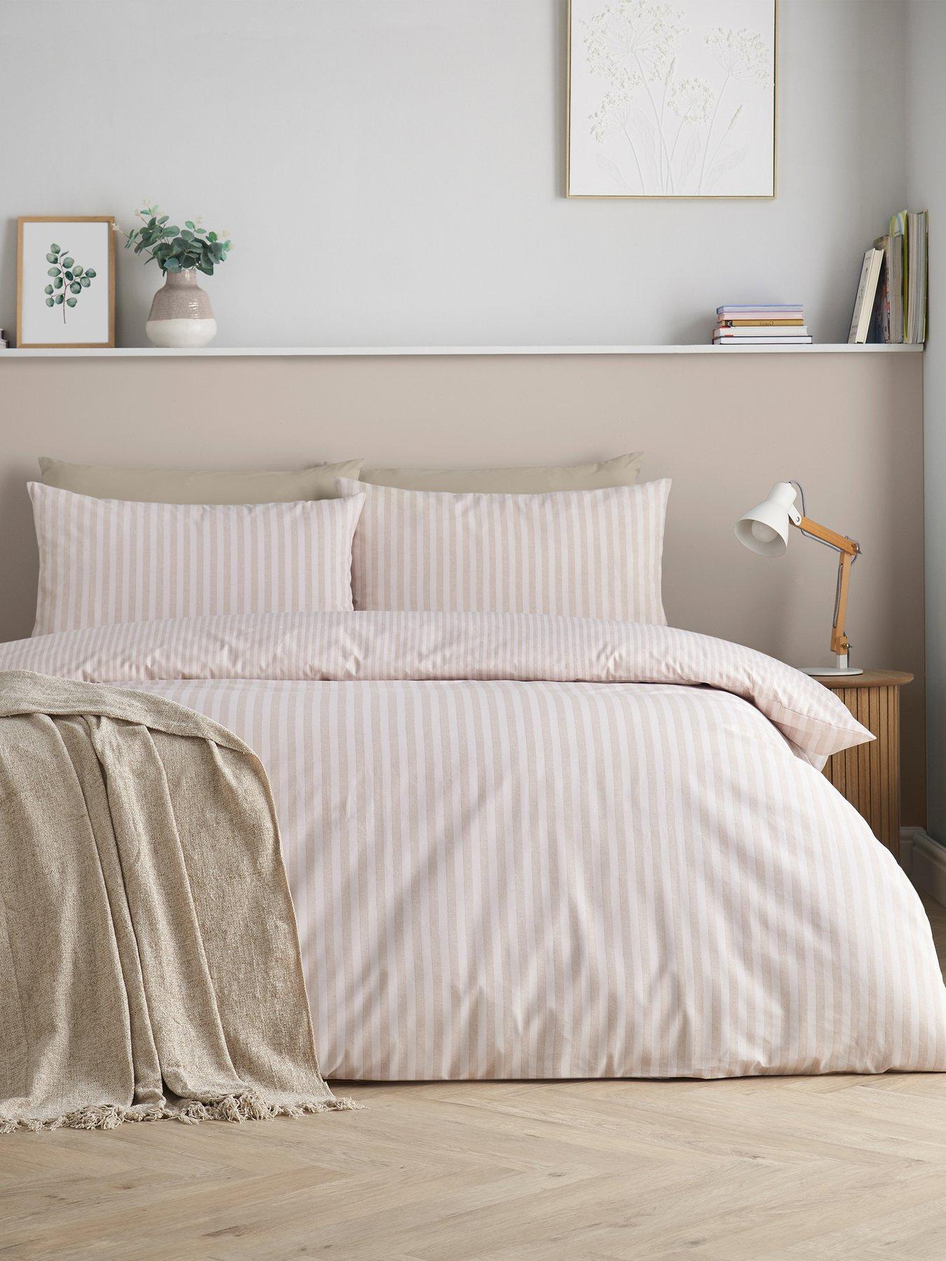  image of catherine-lansfield-epping-textured-stripe-natural-duvet-set