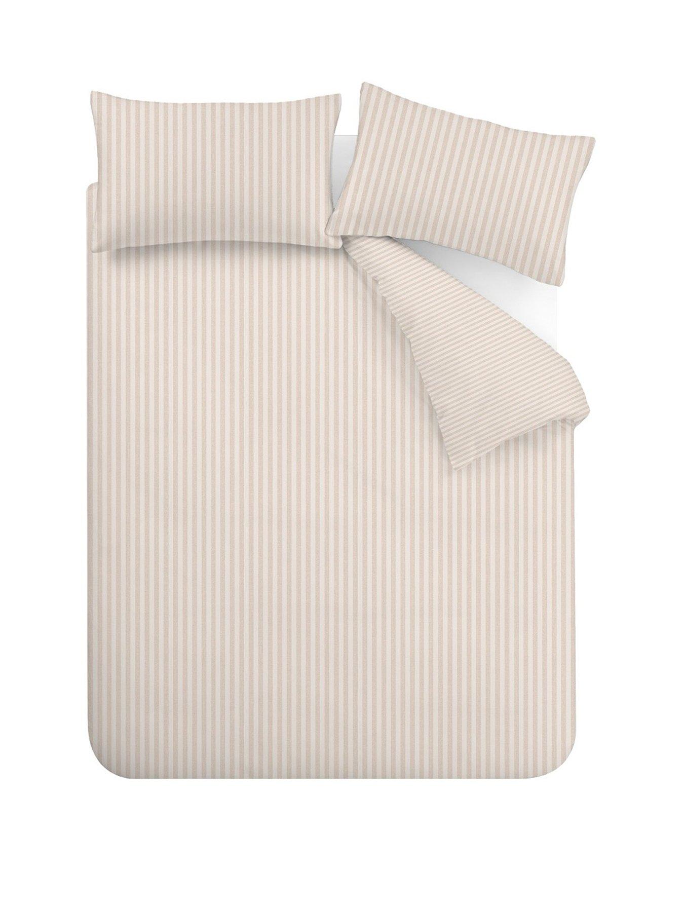  image of catherine-lansfield-epping-textured-stripe-natural-duvet-set