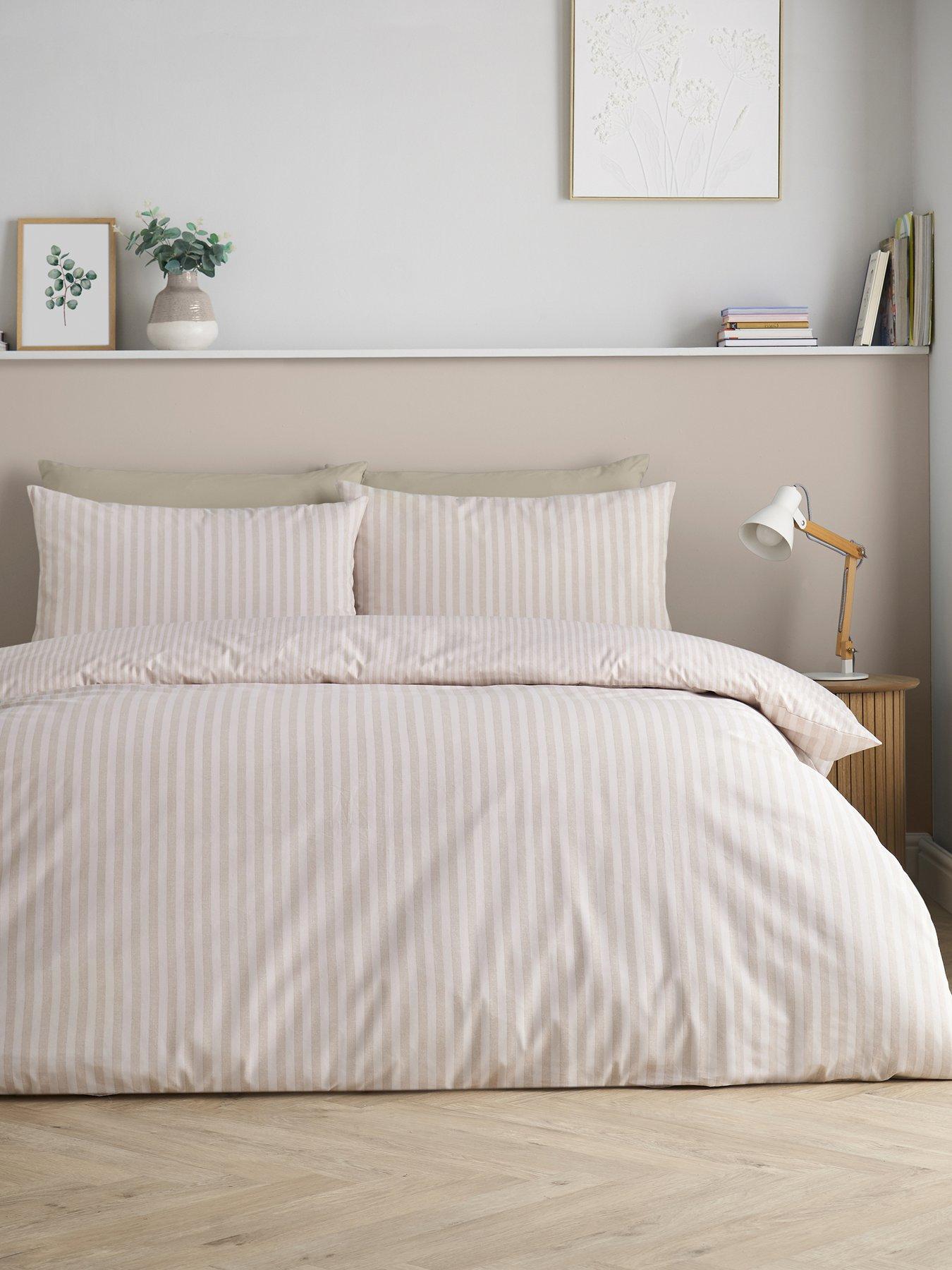  image of catherine-lansfield-epping-textured-stripe-natural-duvet-set