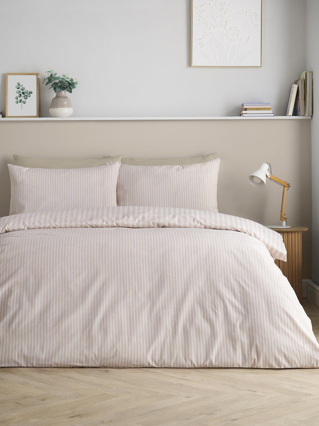  image of catherine-lansfield-epping-textured-stripe-natural-duvet-set