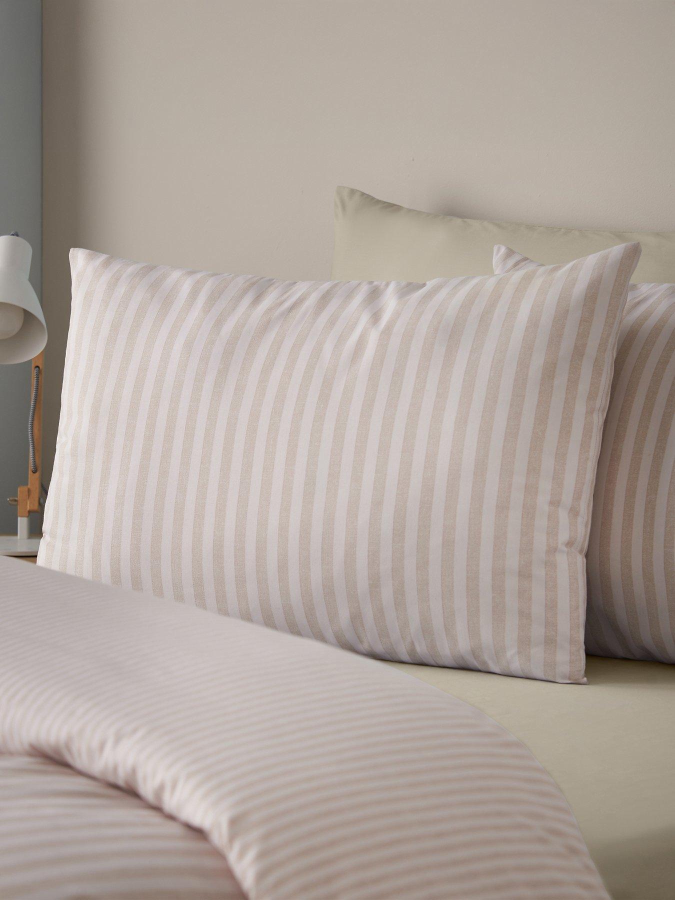  image of catherine-lansfield-epping-textured-stripe-natural-duvet-set