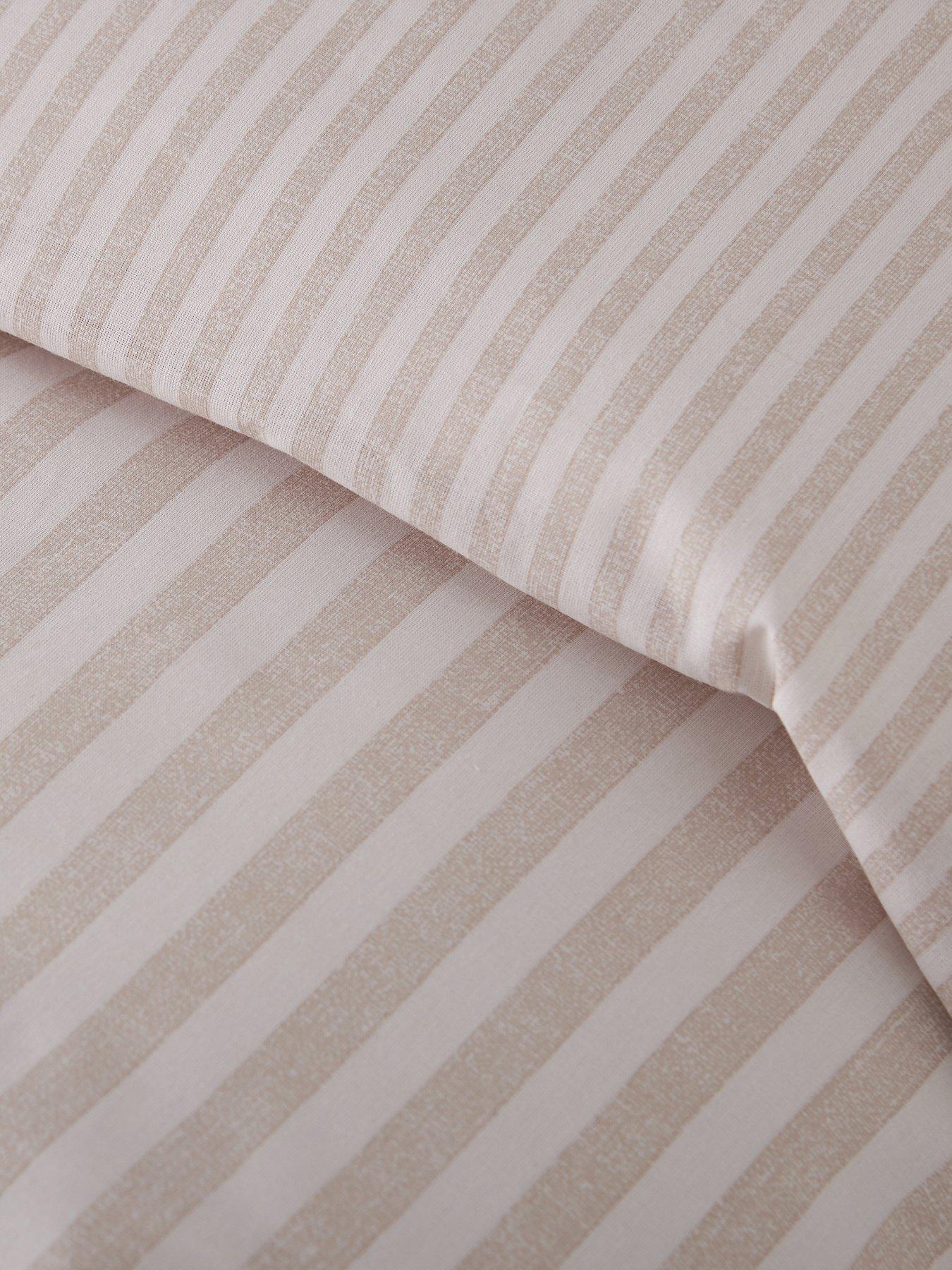  image of catherine-lansfield-epping-textured-stripe-natural-duvet-set