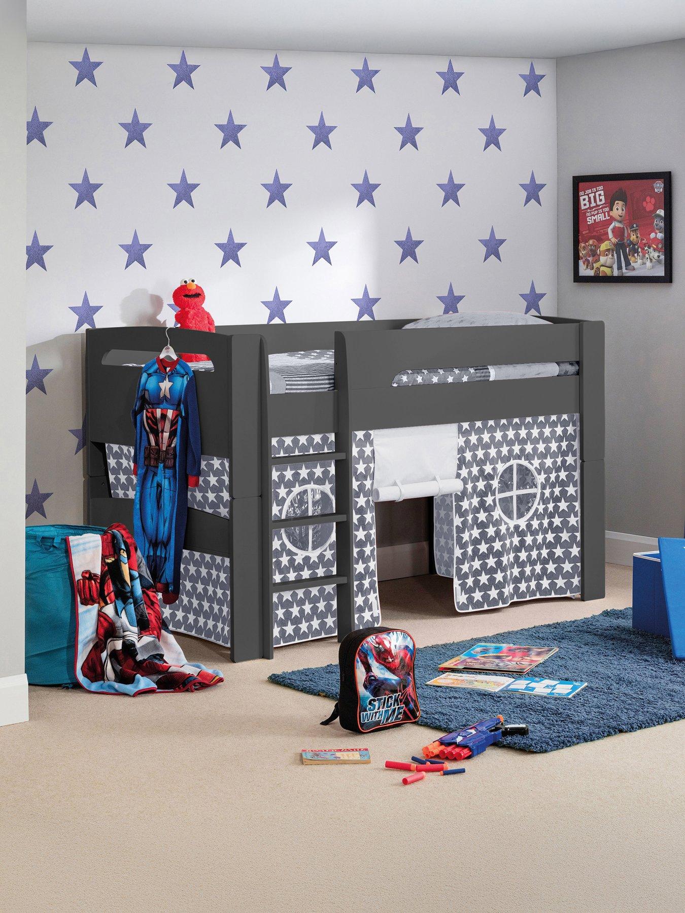 Image 1 of 6 of Julian Bowen Nova Anthracite Midsleeper Bed With Grey Star Tent