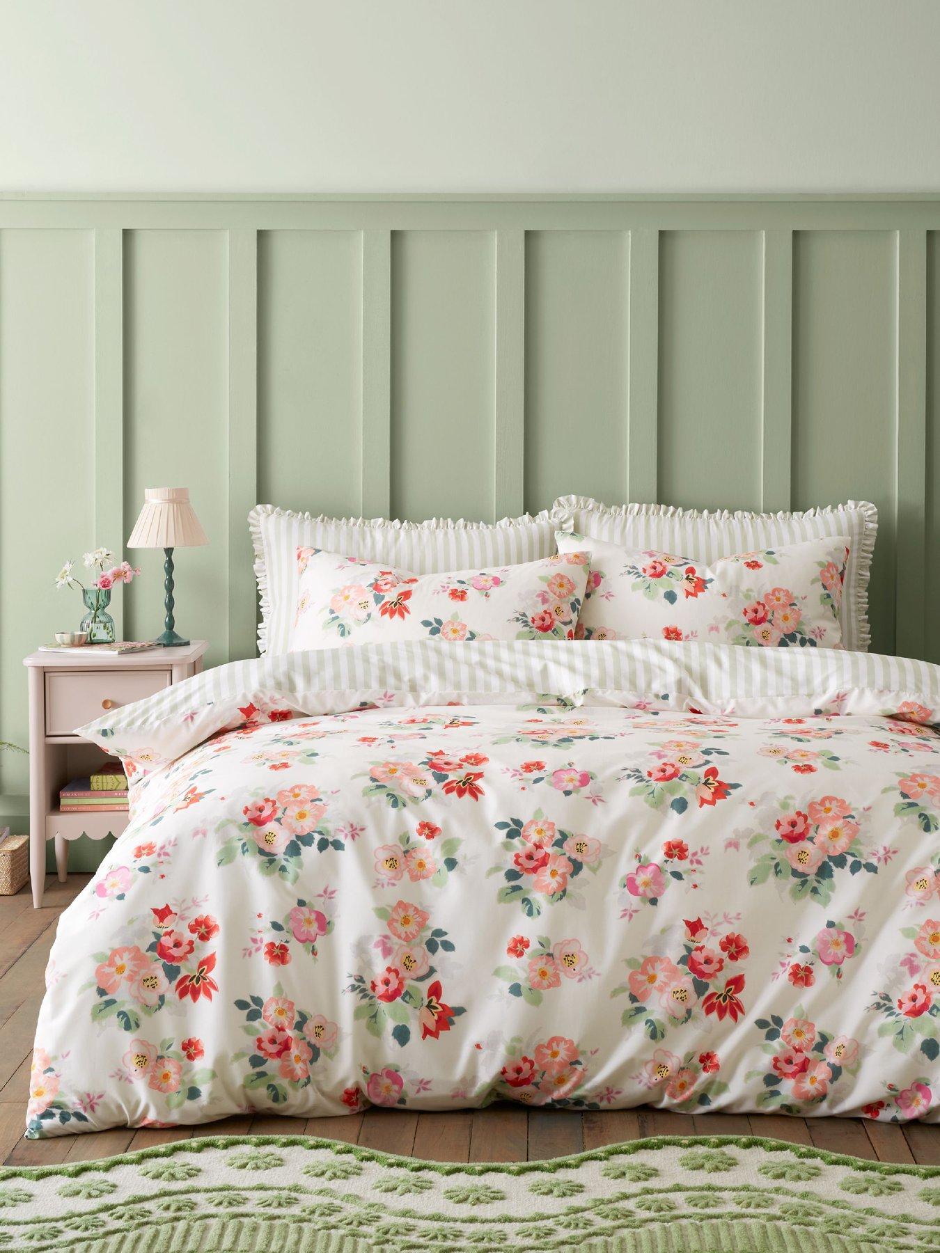Cath Kidston Floral Bunches Green 100% Cotton Duvet Set