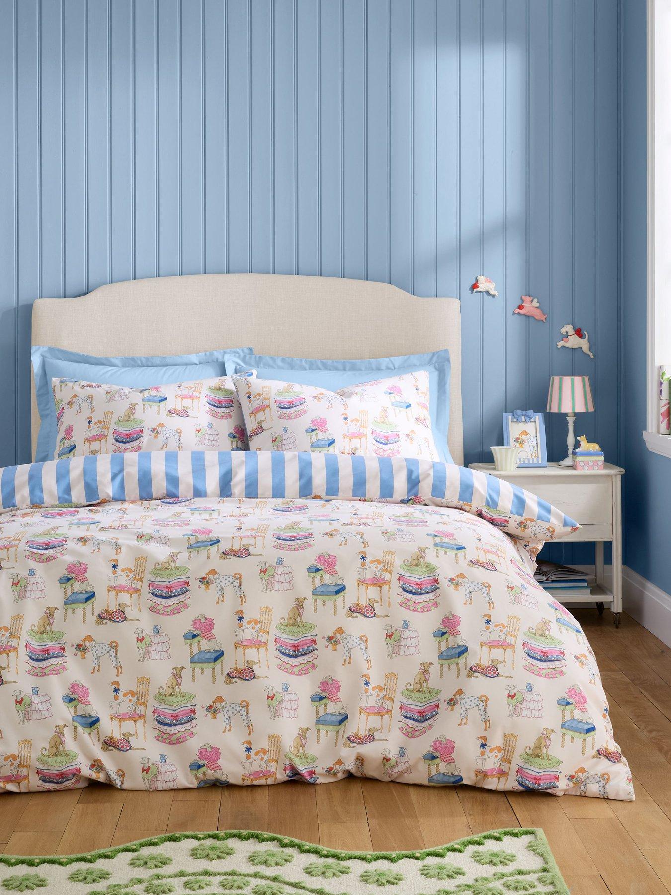 Cath Kidston Hackney Dogs Blue 100% Cotton Duvet Set