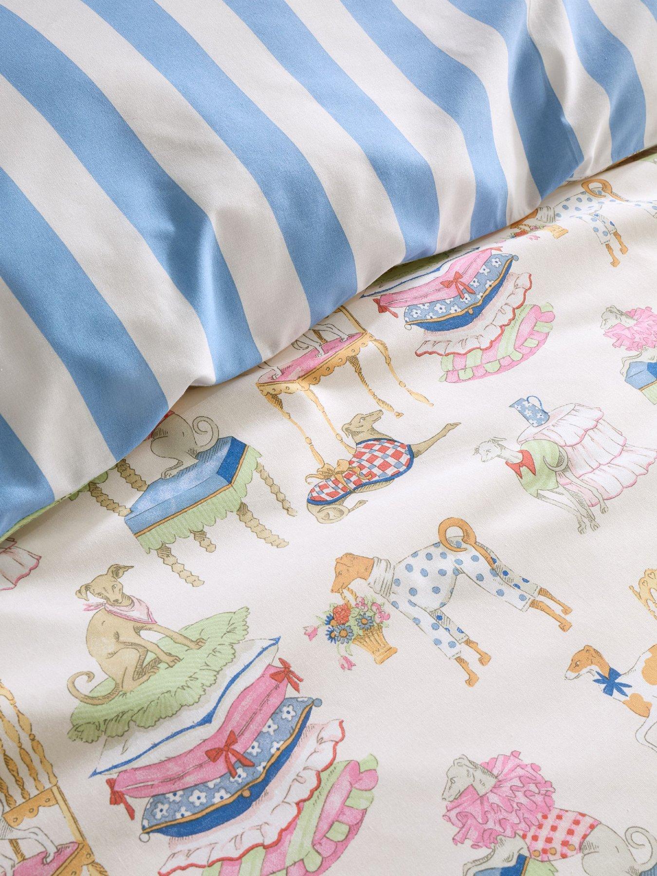 Image 4 of 5 of Cath Kidston Hackney Dogs Blue 100% Cotton Duvet Set
