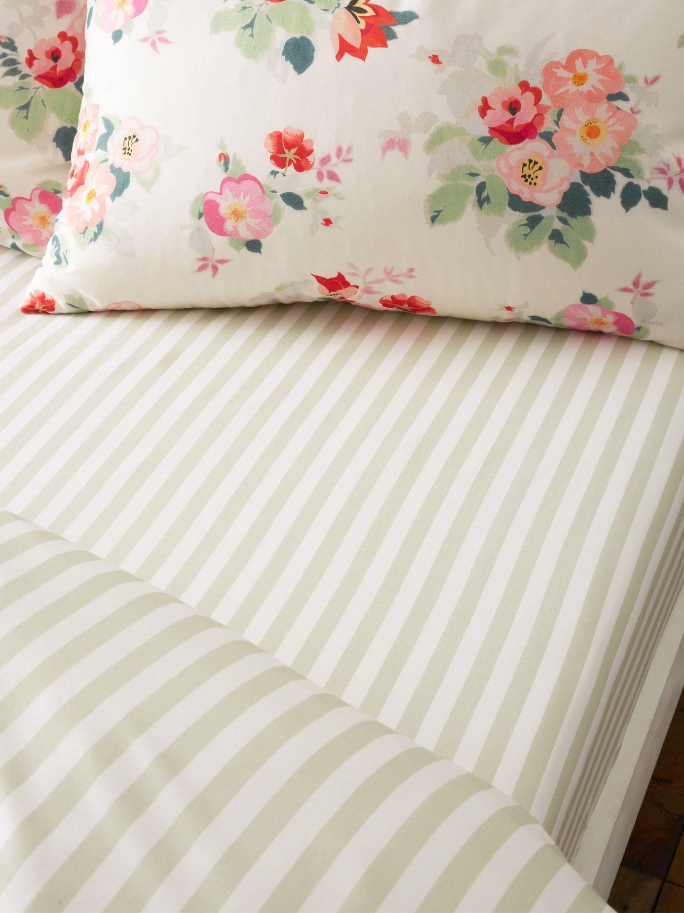 Cath Kidston Canopy Stripe Green 100% Cotton Fitted Sheet