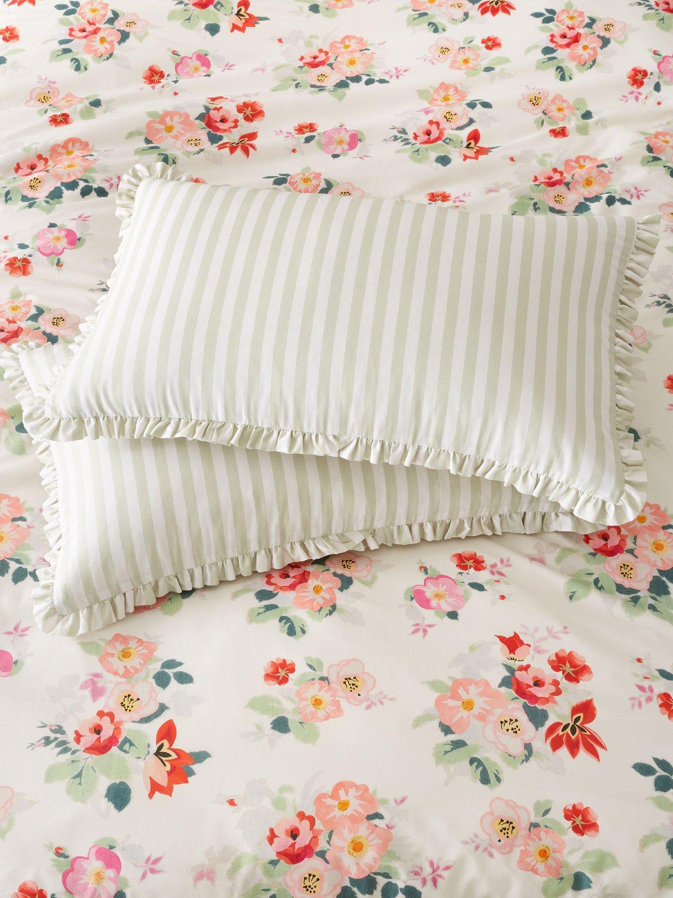 Cath Kidston Canopy Stripe Green 100% Cotton Standard Pillowcase Pair