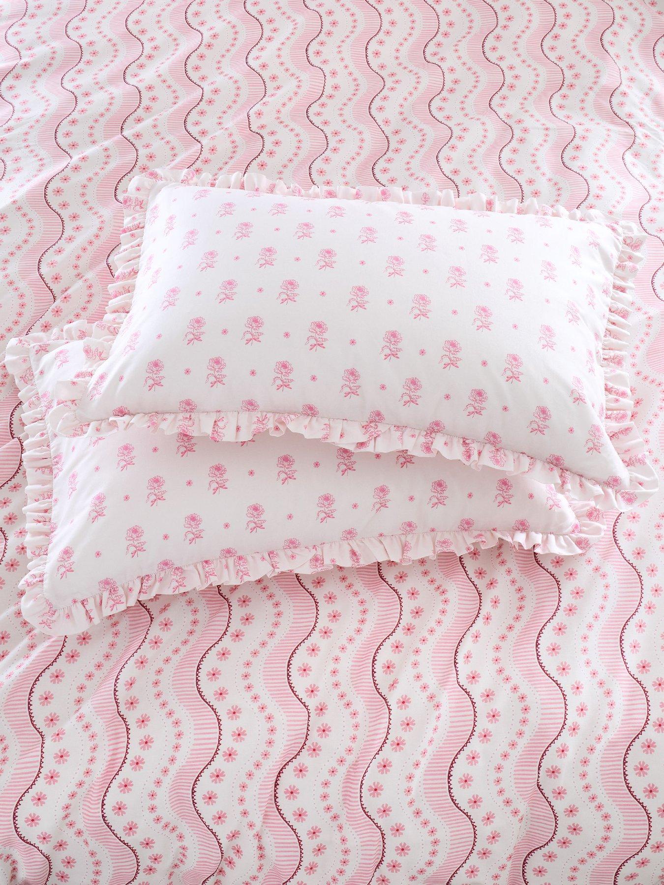 Cath Kidston Spitalfield Bunches Pink 100% Cotton Standard Pillowcase Pair