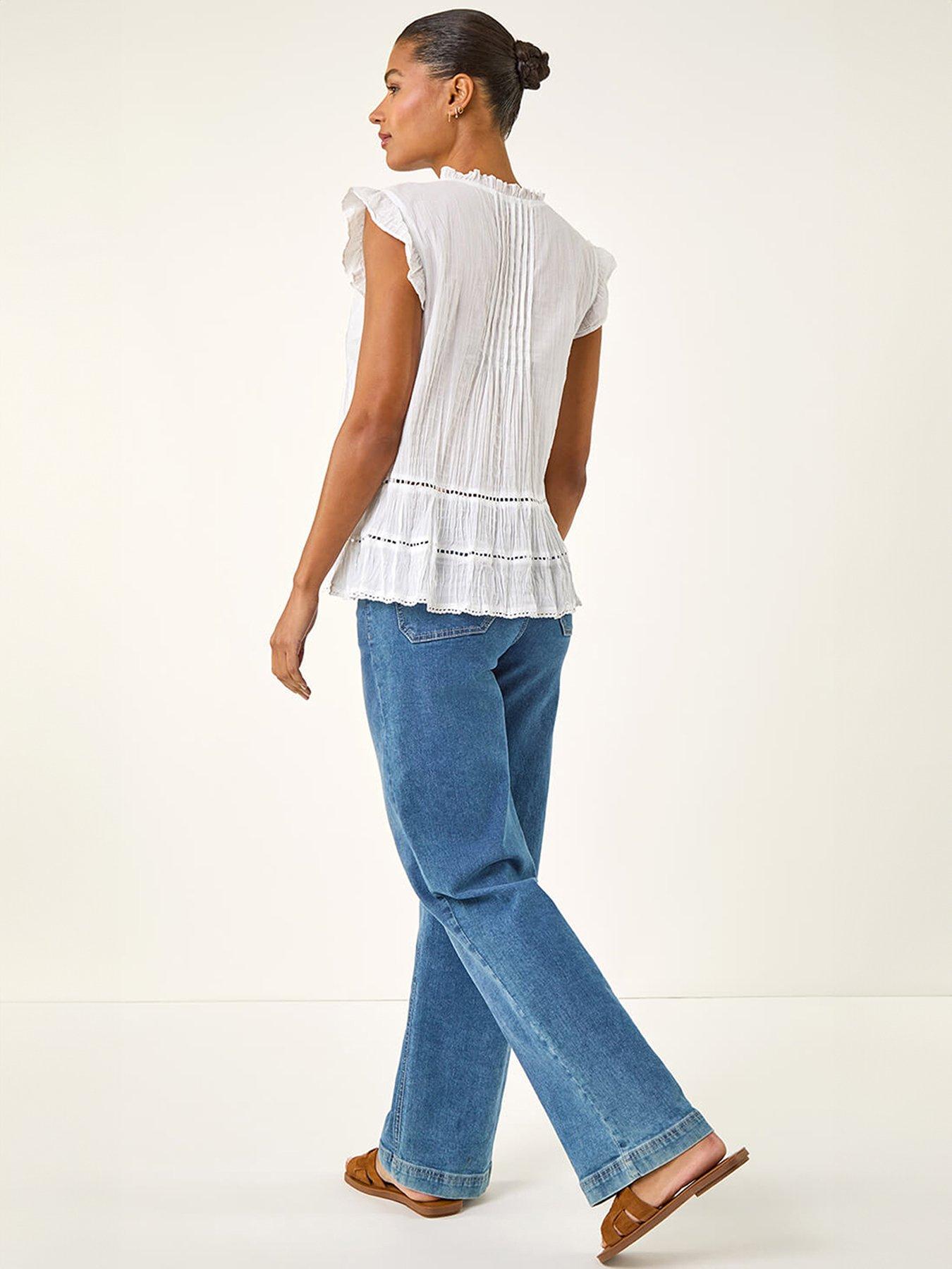  image of roman-crinkle-frill-neck-blouse