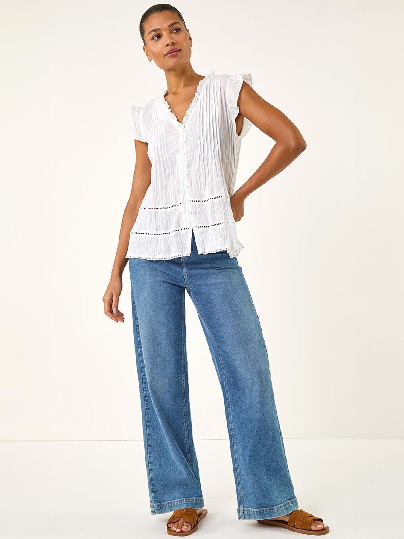  image of roman-crinkle-frill-neck-blouse