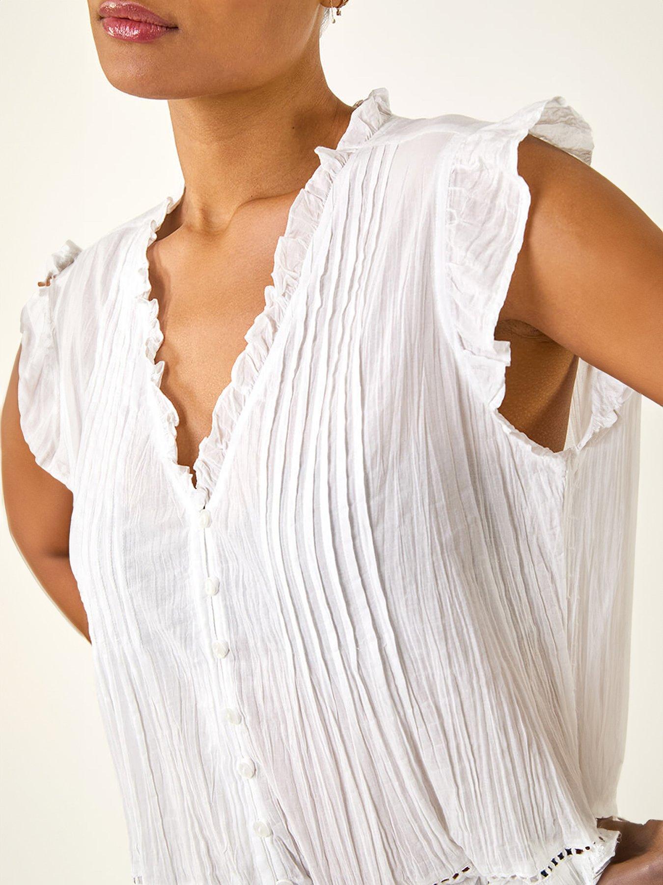  image of roman-crinkle-frill-neck-blouse
