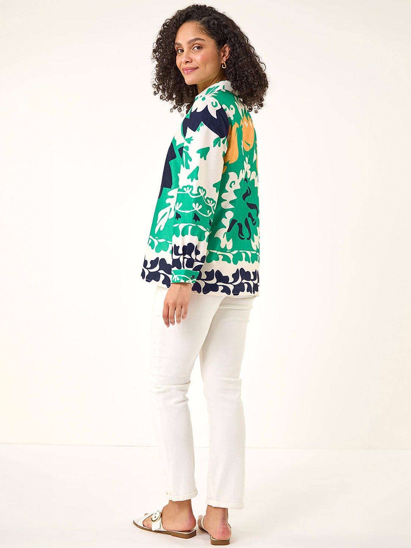  image of roman-border-print-buttoned-shirt