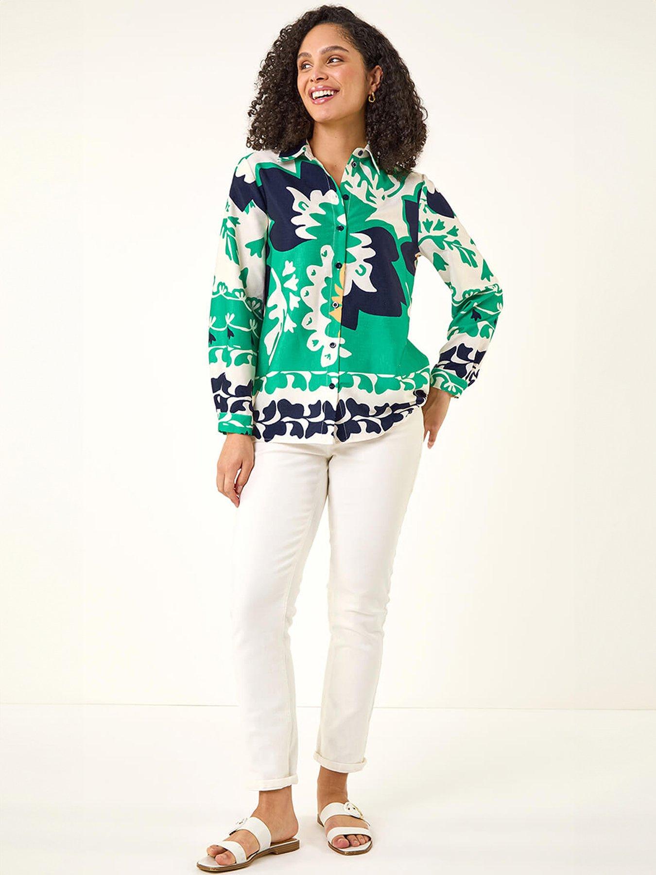  image of roman-border-print-buttoned-shirt