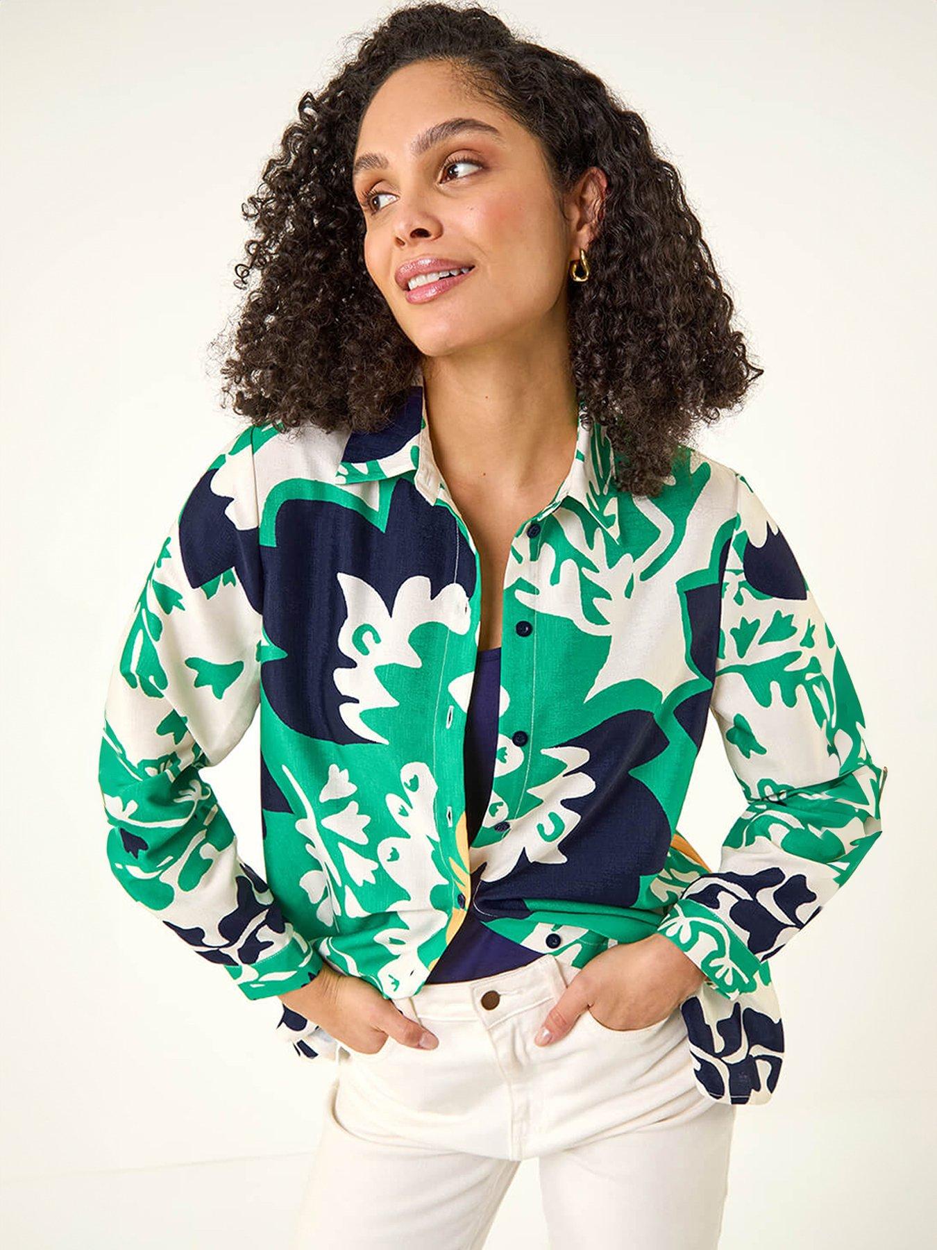  image of roman-border-print-buttoned-shirt