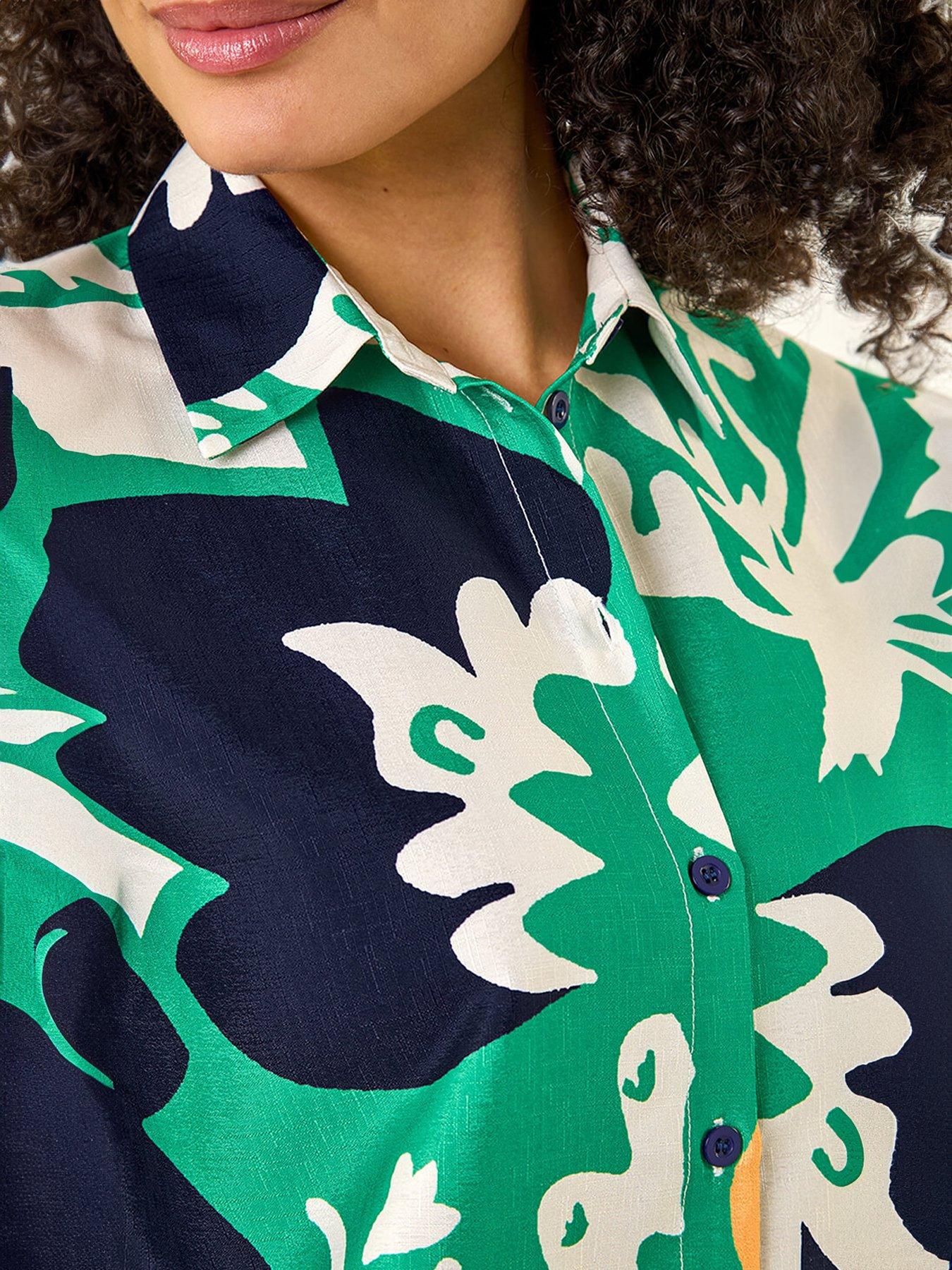  image of roman-border-print-buttoned-shirt