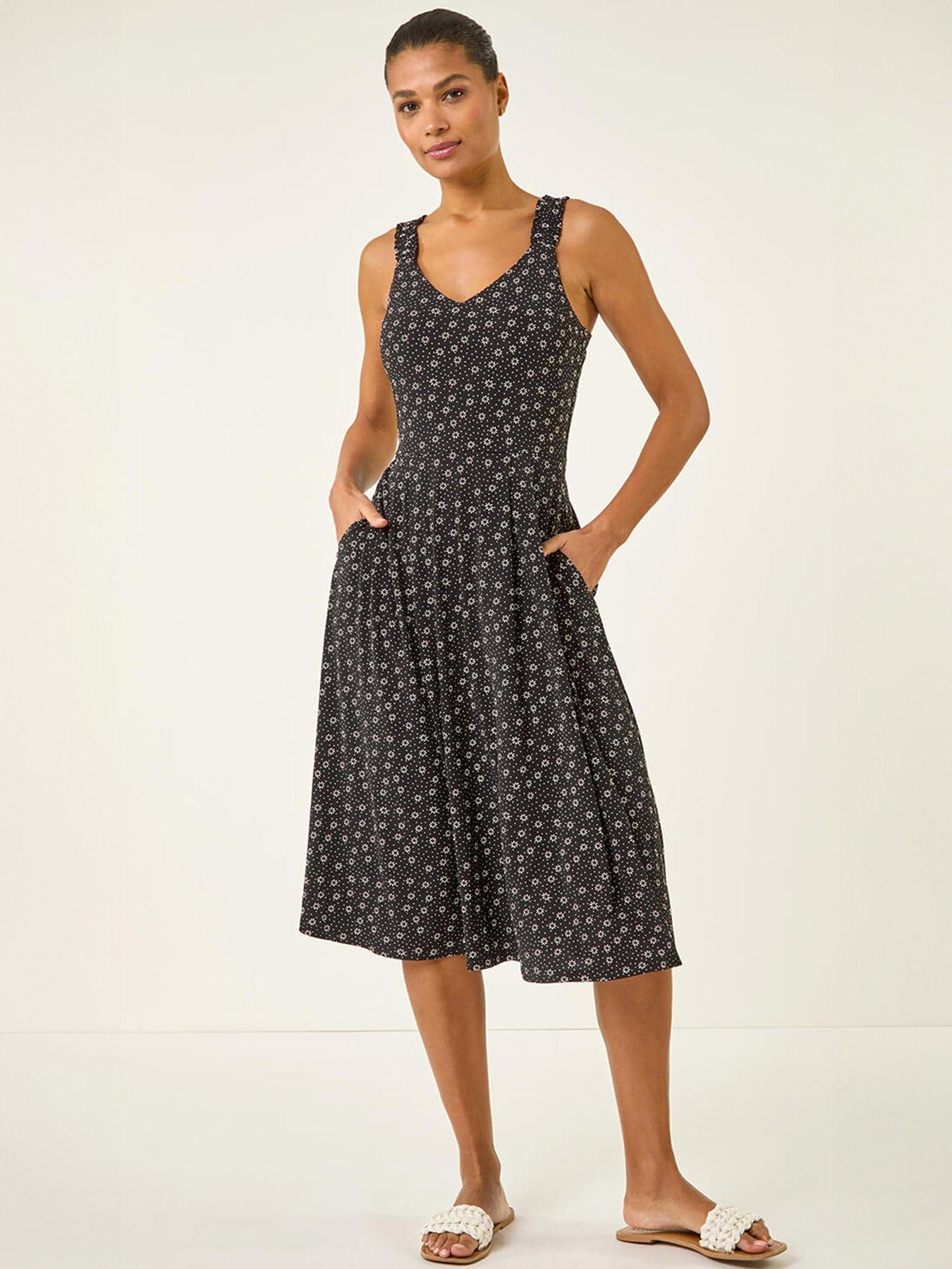 Roman Floral Spot Print Midi Dress