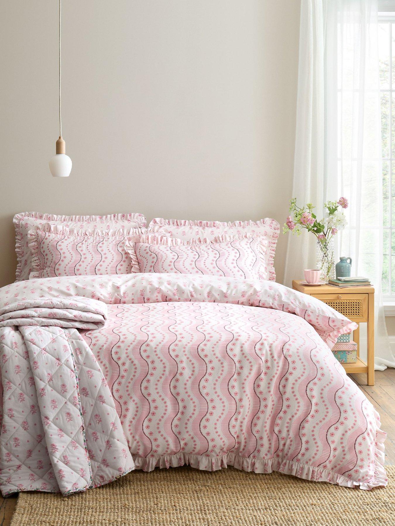 Cath Kidston Spitalfield Silk Stripe Pink 100% Cotton Duvet Set