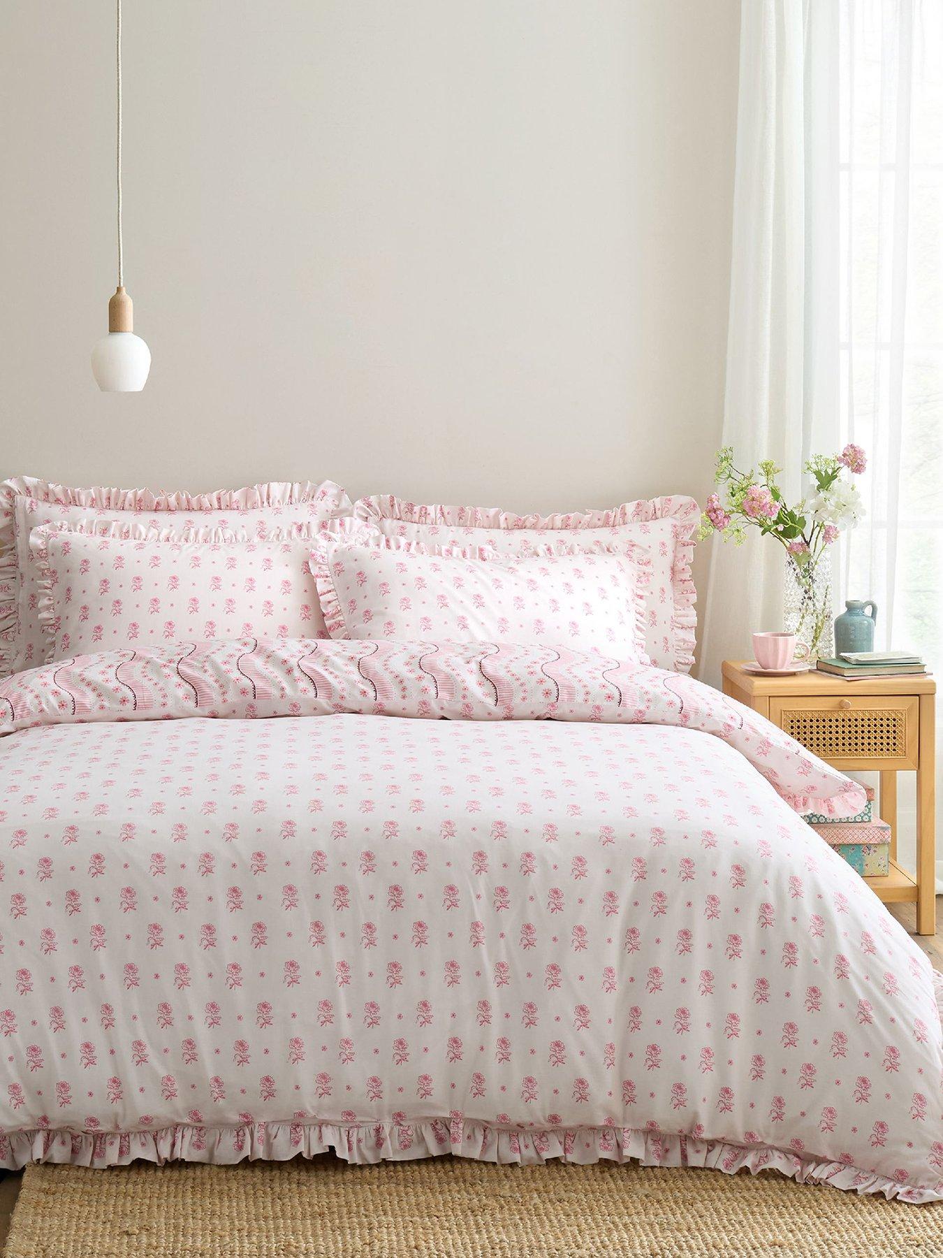 Image 2 of 6 of Cath Kidston Spitalfield Silk Stripe Pink 100% Cotton Duvet Set