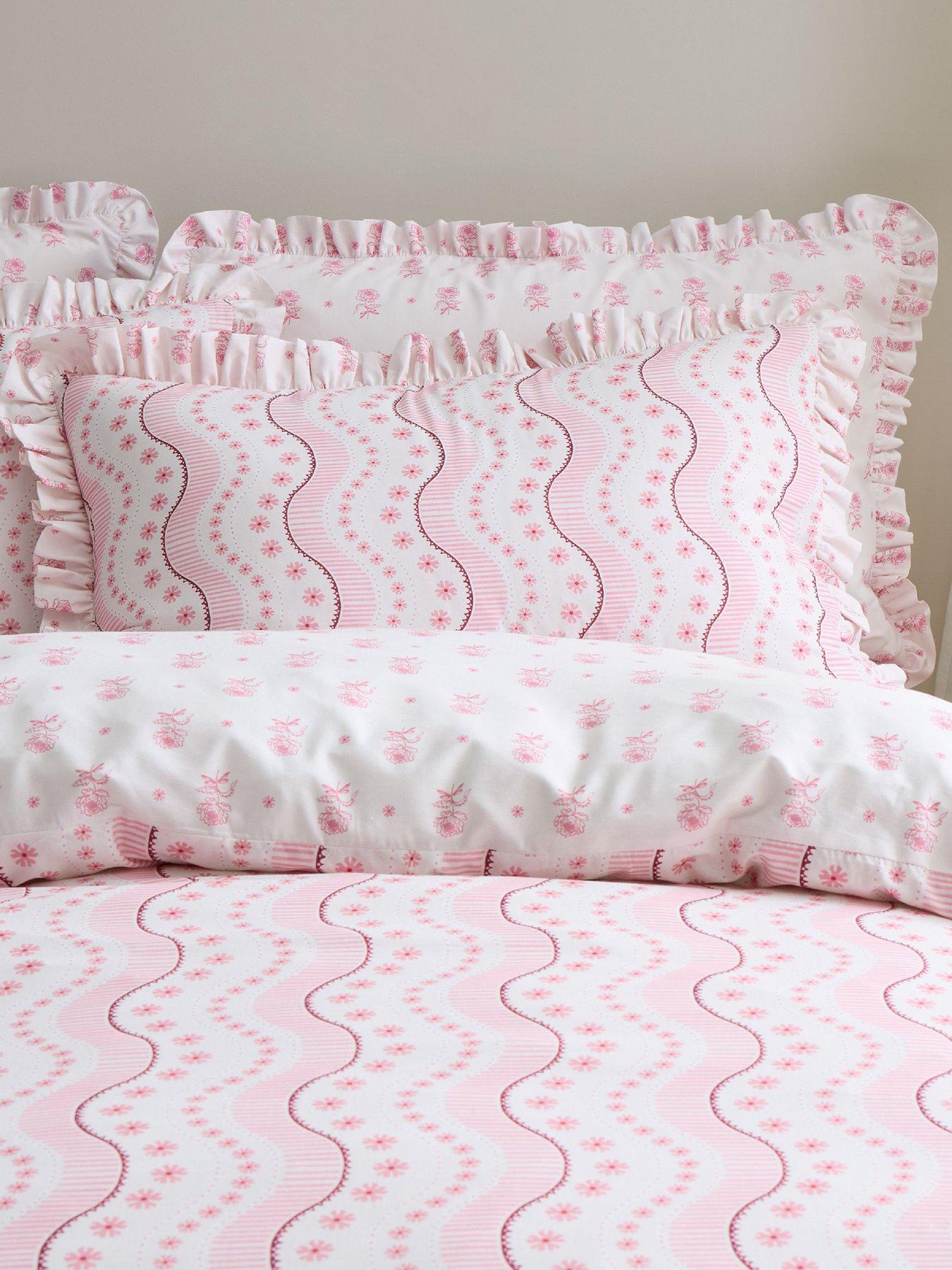Image 3 of 6 of Cath Kidston Spitalfield Silk Stripe Pink 100% Cotton Duvet Set