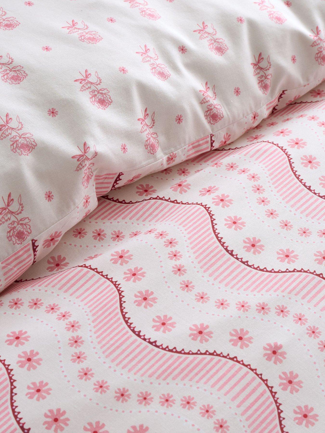 Image 5 of 6 of Cath Kidston Spitalfield Silk Stripe Pink 100% Cotton Duvet Set