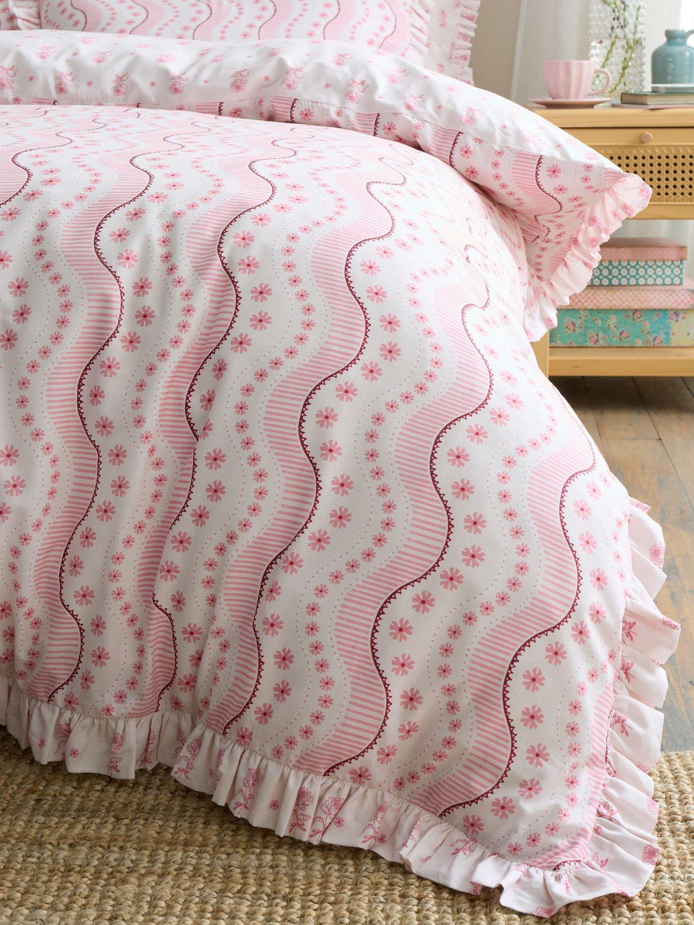 Image 6 of 6 of Cath Kidston Spitalfield Silk Stripe Pink 100% Cotton Duvet Set
