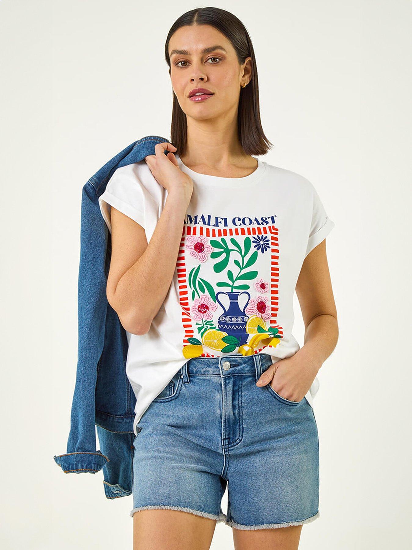 Image 4 of 5 of Roman Placement Print Beaded T-Shirt