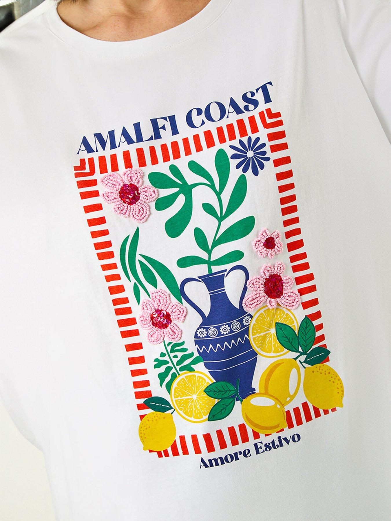 Image 5 of 5 of Roman Placement Print Beaded T-Shirt
